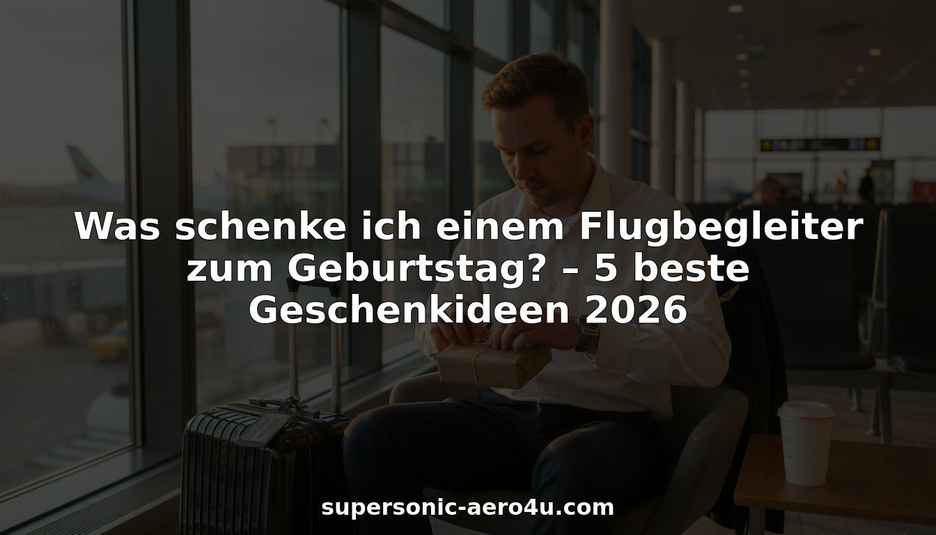 Eine Flugbegleiterin sitzt in der Flughafenlounge und packt freudig ihr Geburtstagsgeschenk aus.
