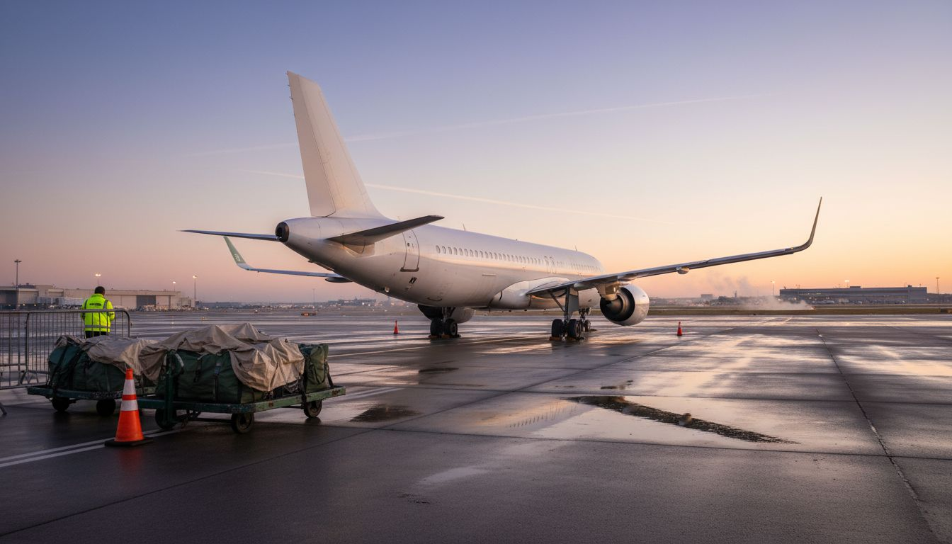 Ein Jet mit auffälligen Winglets steht bereit auf dem Rollfeld.