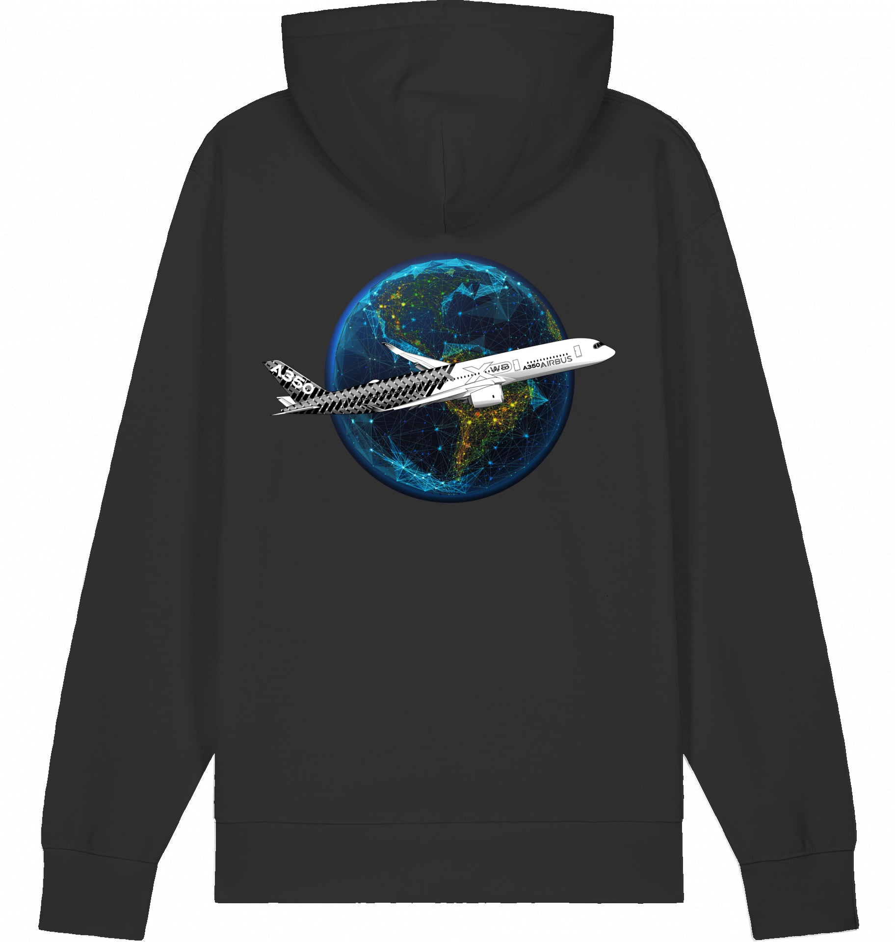 Aviation Flugzeug Hoodie Airbus A350 XWB Design Black für Piloten, Crews, Kinder & Planespotter made by SUPERSONIC aero 4U