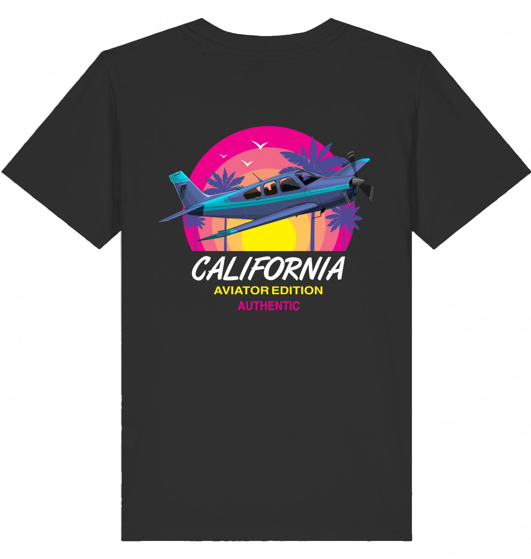 Aviation Kids Aviation T-Shirt "Aviator California Summer" 2.0 Black für Piloten, Crews, Kinder & Planespotter made by SUPERSONIC aero 4U