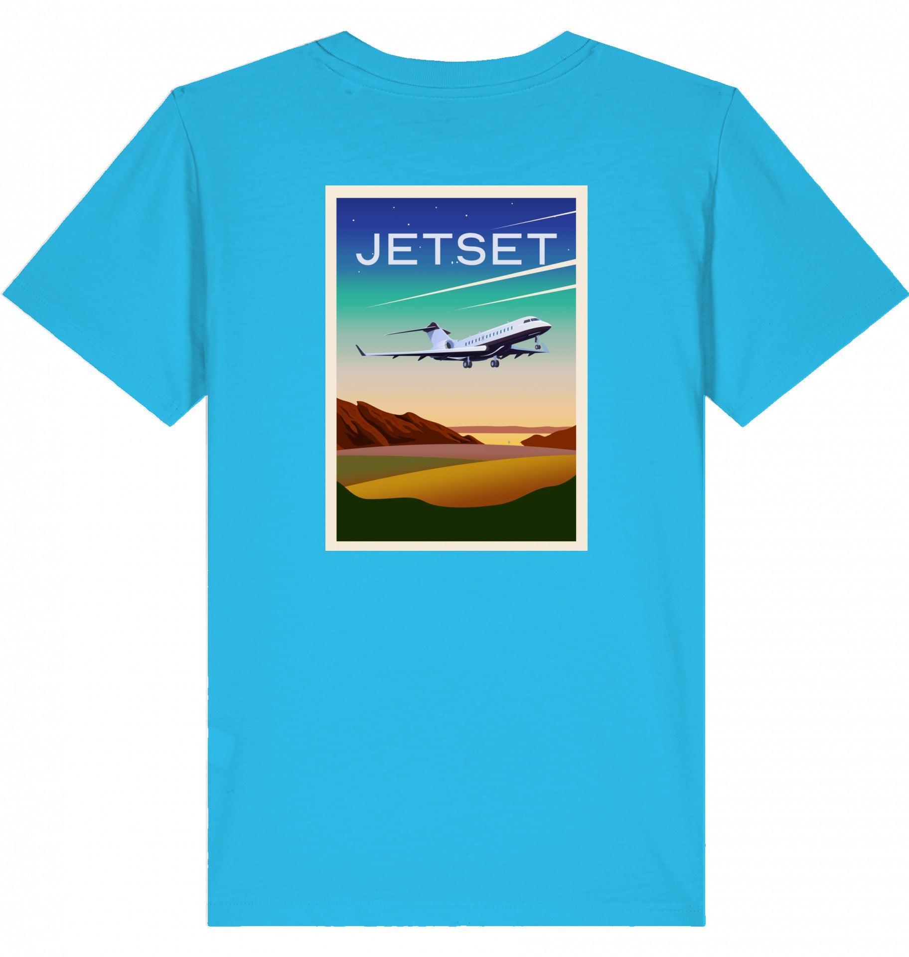 Aviation Kids Aviation T-Shirt "Jetset - Bombardier Global Express" 2.0 Aqua Blue für Piloten, Crews, Kinder & Planespotter made by SUPERSONIC aero 4U