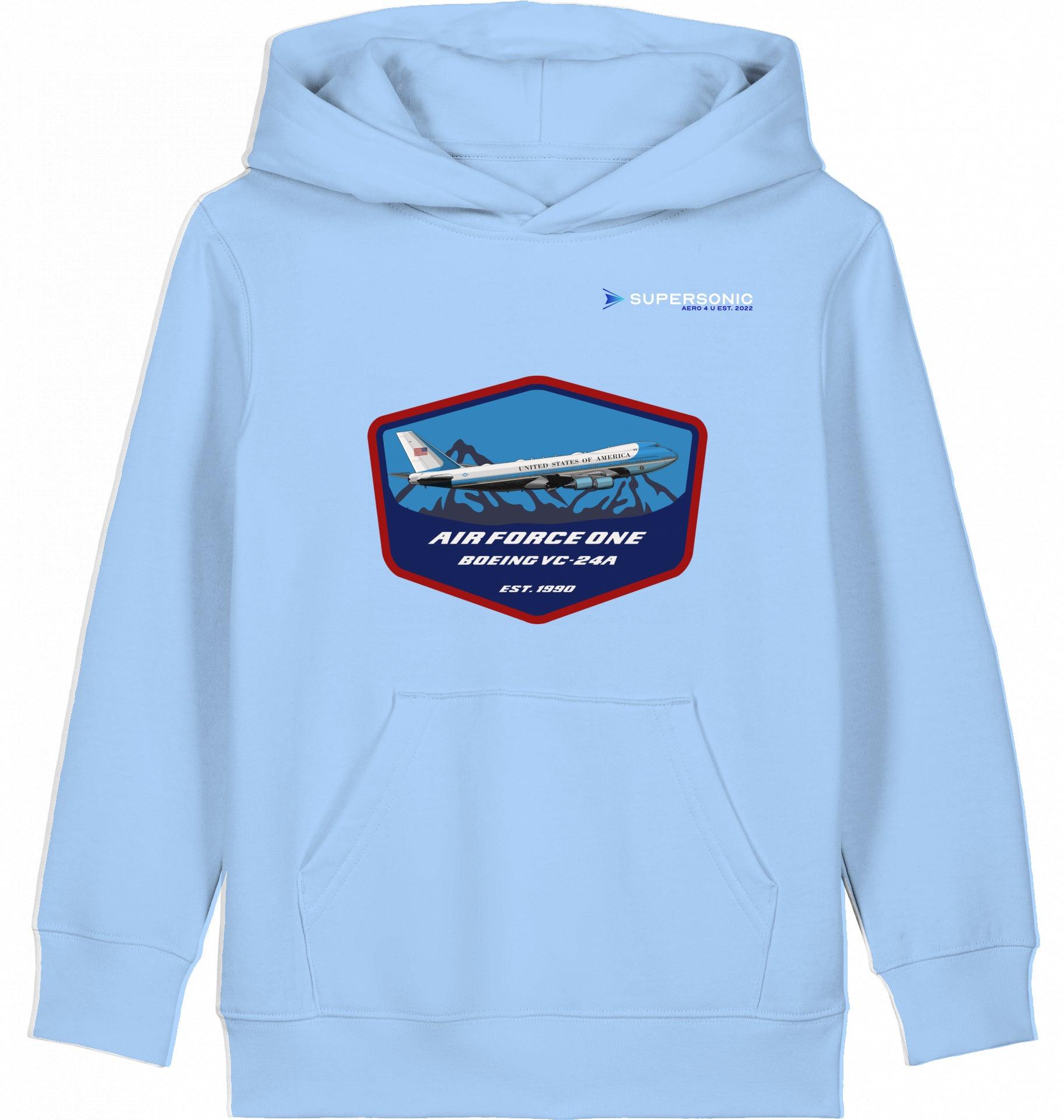 Aviation Kids Flugzeug Hoodie "Airforce One Boeing 747 - Jumbojet" Blue Soul für Piloten, Crews, Kinder & Planespotter made by SUPERSONIC aero 4U
