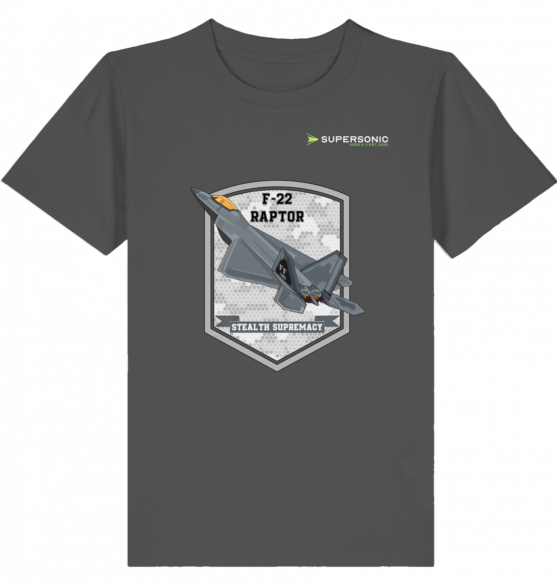 KIDS AVIATION T-SHIRT F-22 RAPTOR STEALTH SUPREMACY