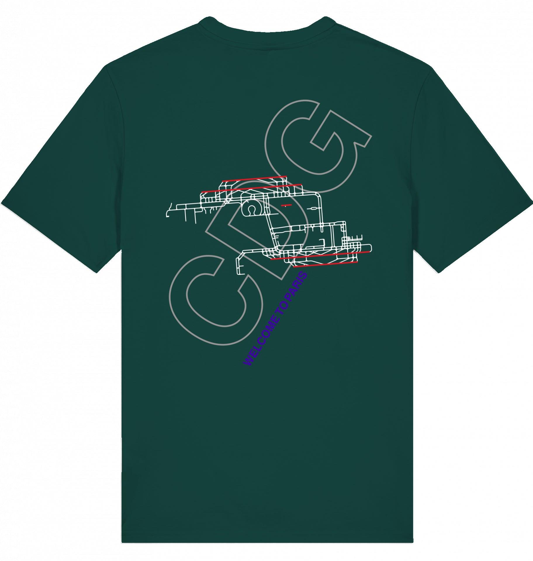 Aviation Airport T-Shirt "Paris Carles de Gaulle CDG Airportcode" Glazed Green für Piloten, Crews, Kinder & Planespotter made by SUPERSONIC aero 4U