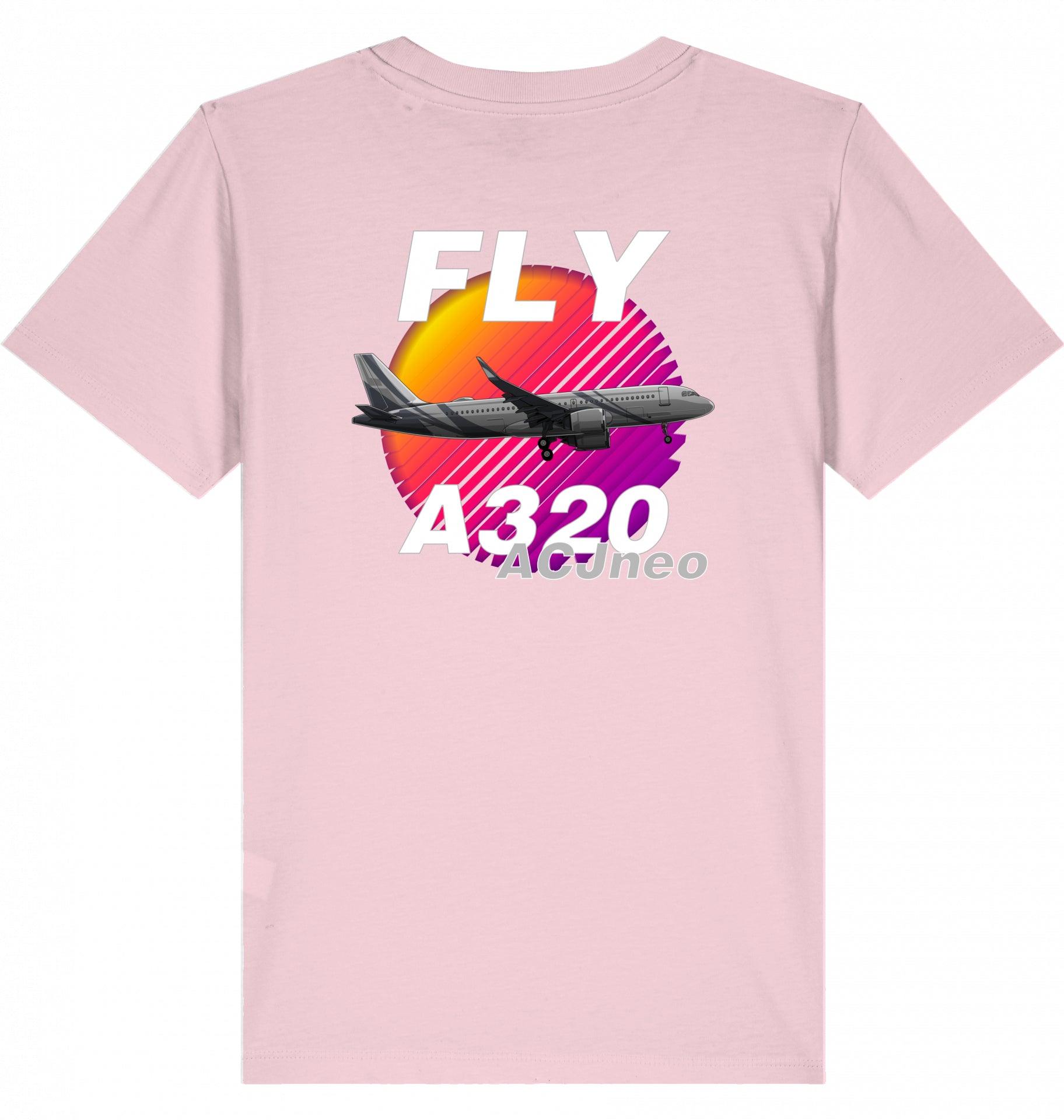 Aviation Kids Aviation T-Shirt "Fly Airbus A320 ACJneo" 2.0 Cotton Pink für Piloten, Crews, Kinder & Planespotter made by SUPERSONIC aero 4U