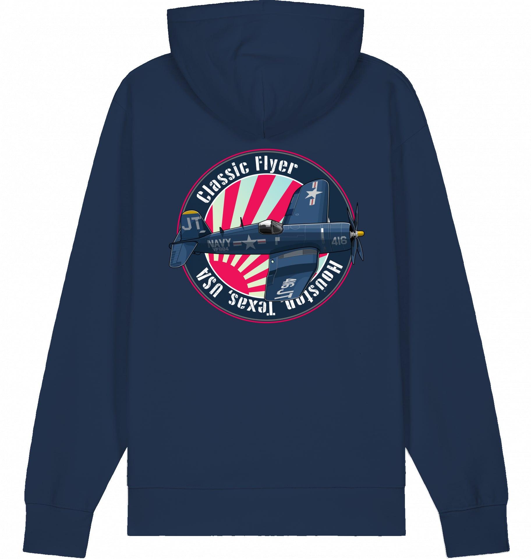 Aviation Flugzeug Hoodie "Classic Flyer Corsair Vought F4U" French Navy für Piloten, Crews, Kinder & Planespotter made by SUPERSONIC aero 4U