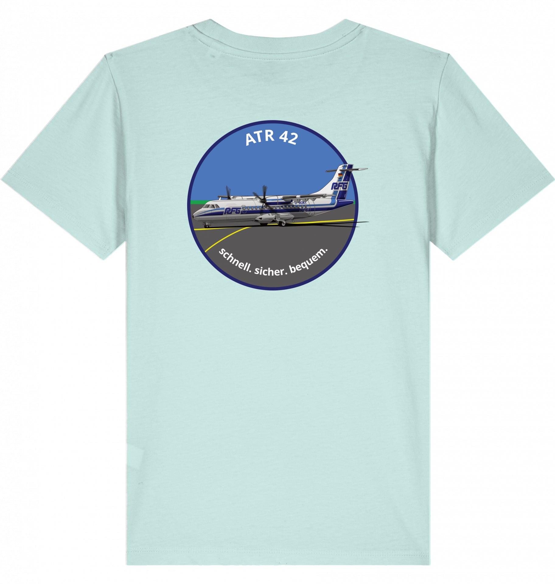 Aviation Kids Aviation T-Shirt "ATR42 Flugzeug RFG EDLW" 2.0 Caribbean Blue für Piloten, Crews, Kinder & Planespotter made by SUPERSONIC aero 4U