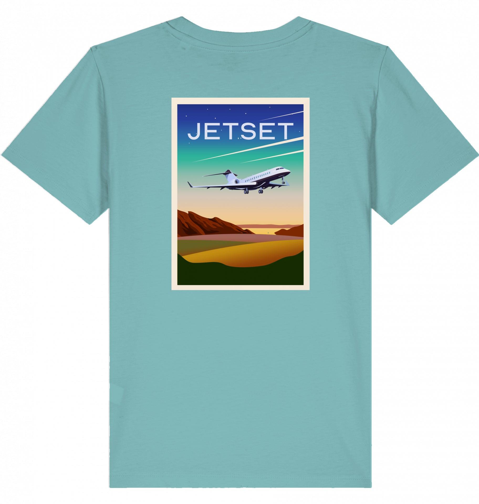 Aviation Kids Aviation T-Shirt "Jetset - Bombardier Global Express" 2.0 Teal Monstera für Piloten, Crews, Kinder & Planespotter made by SUPERSONIC aero 4U