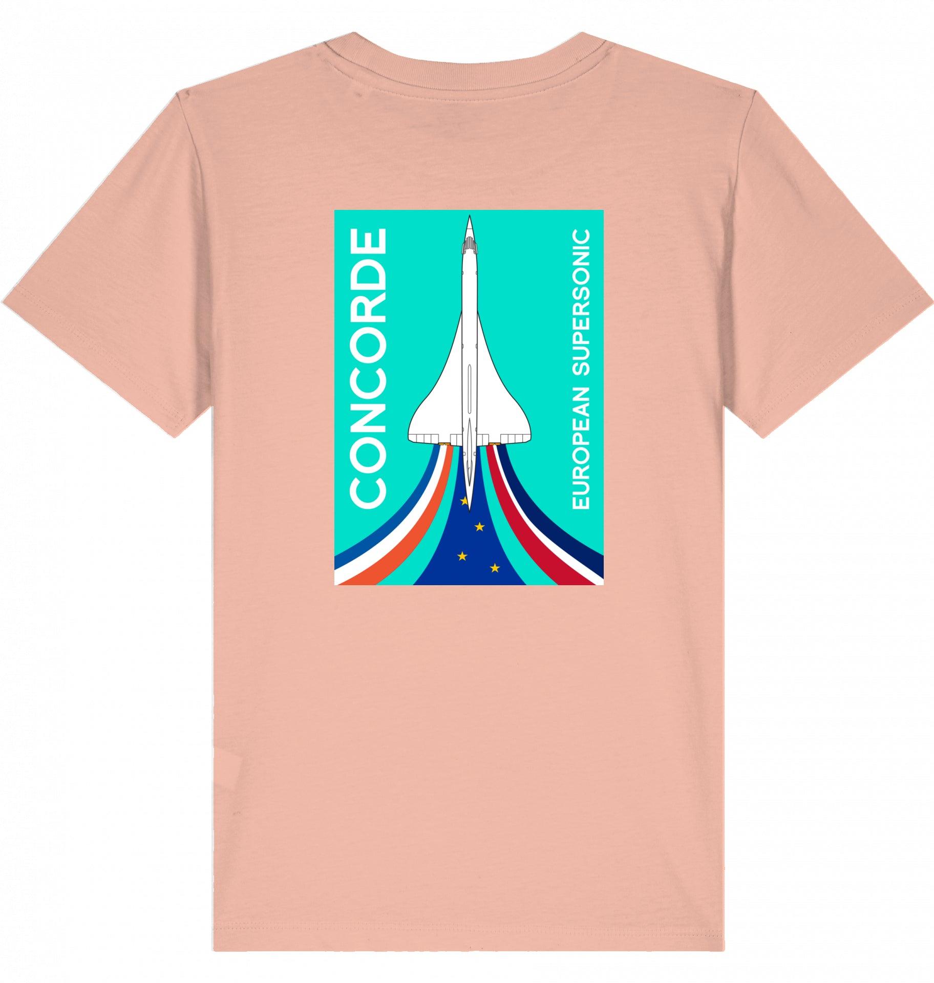 Aviation Kids Aviation T-Shirt "Concorde European Supersonic Aircraft" 2.0 Fraiche Peche für Piloten, Crews, Kinder & Planespotter made by SUPERSONIC aero 4U