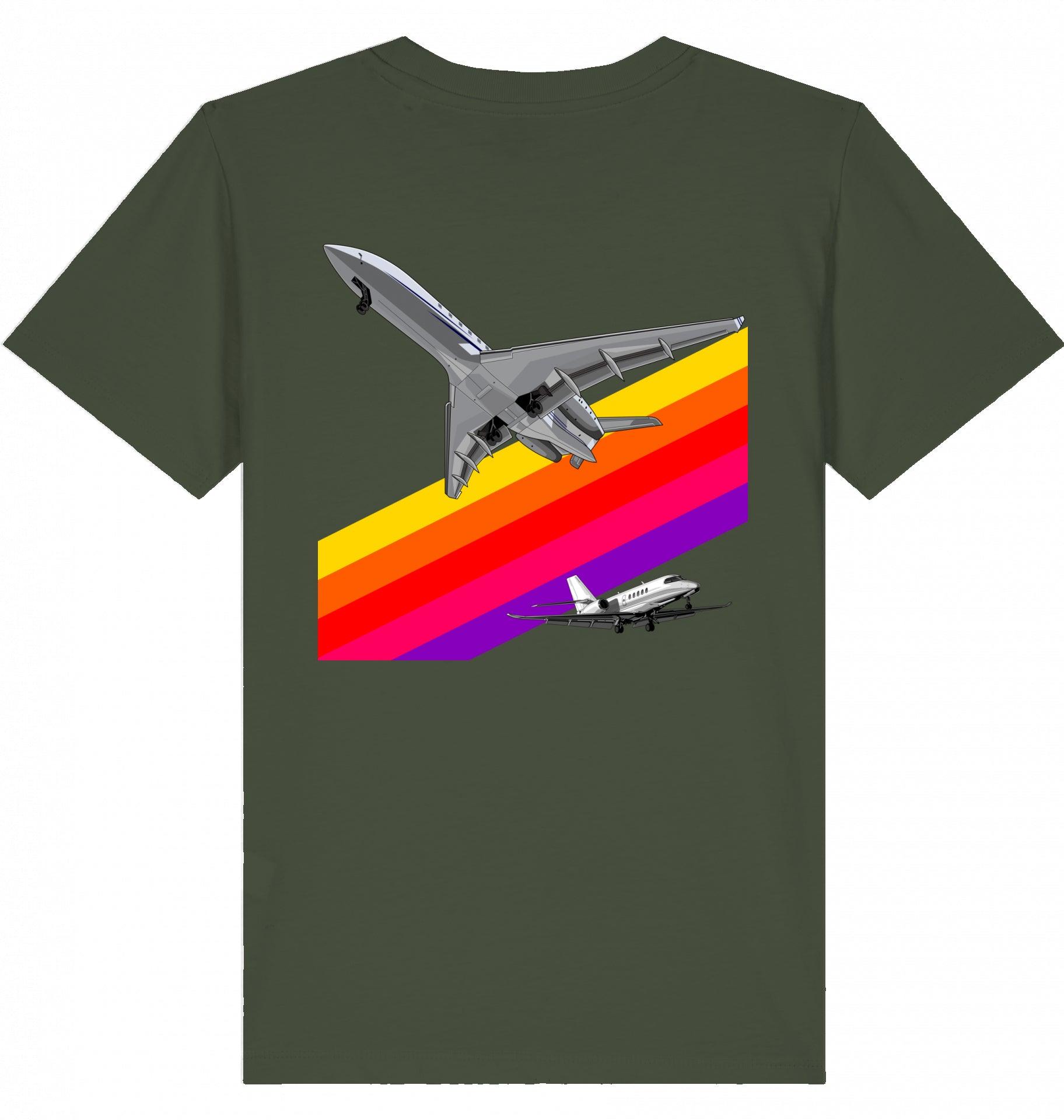 Aviation Kids Aviation T-Shirt "VHS 80ies Style - Business Aviation" 2.0 Khaki für Piloten, Crews, Kinder & Planespotter made by SUPERSONIC aero 4U