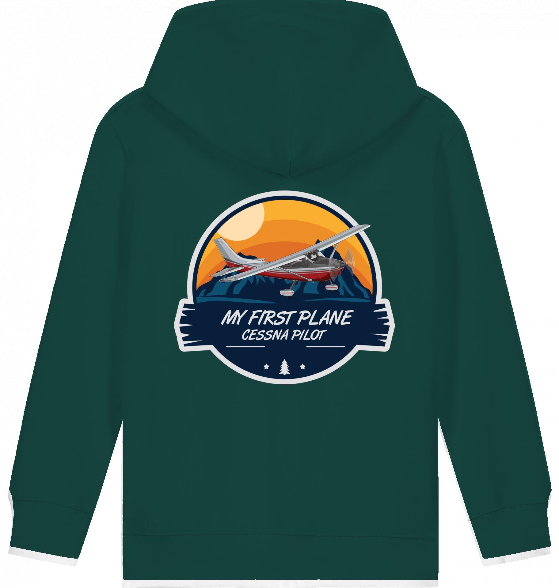 Aviation Kids Flugzeug Hoodie "My First Plane - Cessna 172" Glazed Green für Piloten, Crews, Kinder & Planespotter made by SUPERSONIC aero 4U