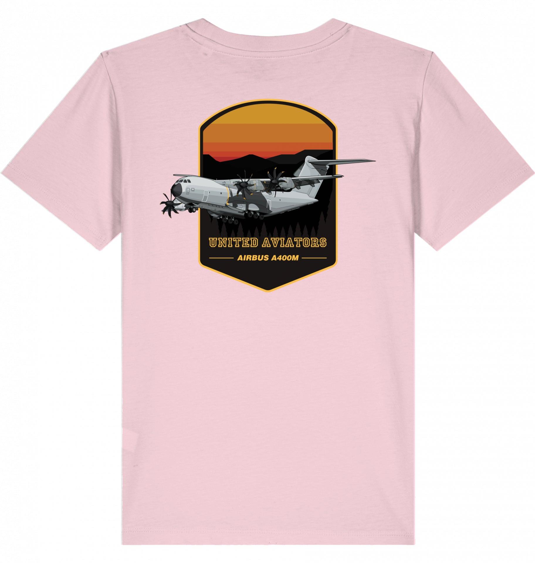 Aviation Kids Aviation T-Shirt United Aviators Airbus A400M Flugzeug2.0 Cotton Pink für Piloten, Crews, Kinder & Planespotter made by SUPERSONIC aero 4U
