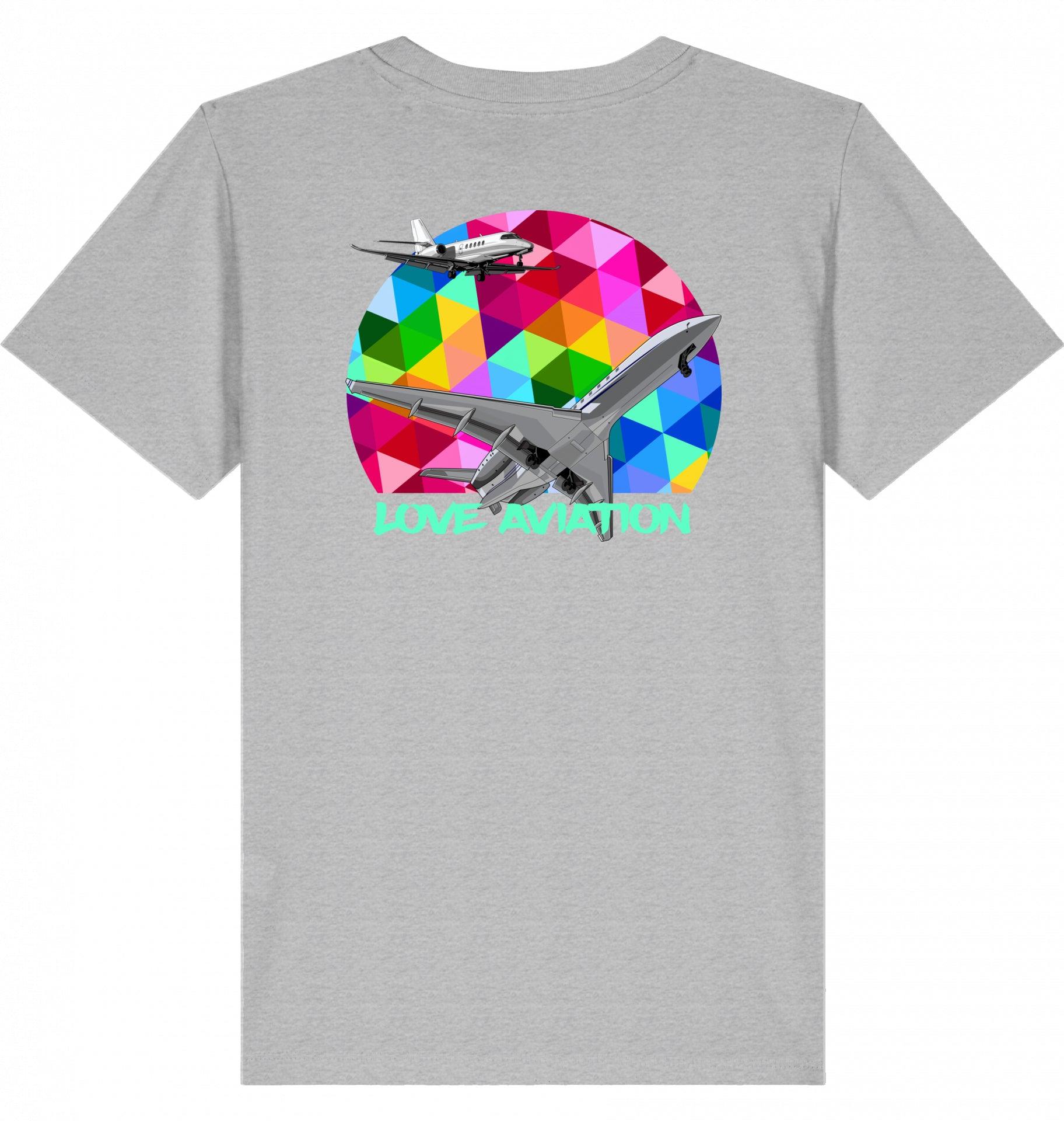 Aviation Kids Aviation T-Shirt "Love Aviation" Flugzeuge 2.0 Heather Grey für Piloten, Crews, Kinder & Planespotter made by SUPERSONIC aero 4U