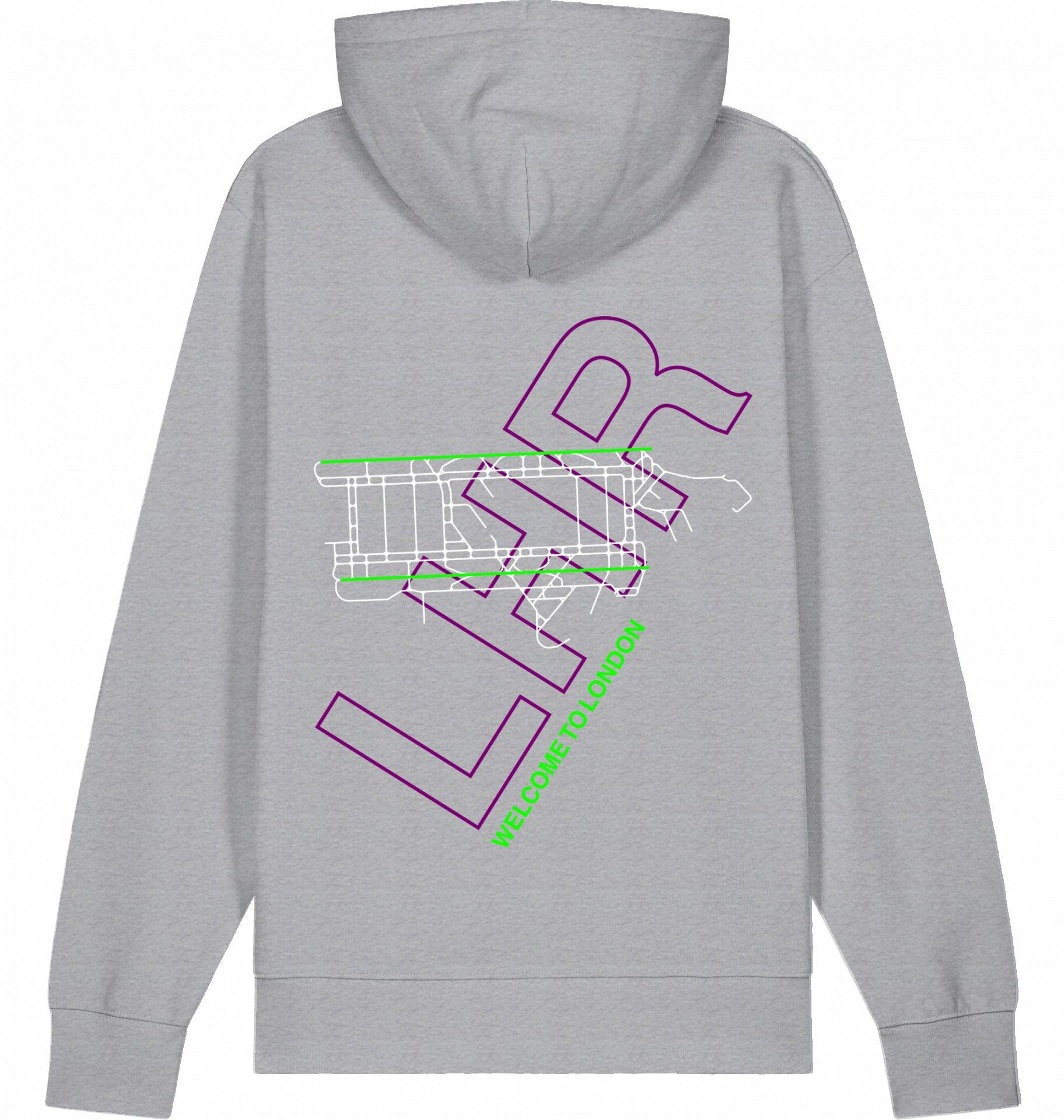 Aviation London Heathrow LHR Airport Hoodie 2.0 Mid Heather Grey für Piloten, Crews, Kinder & Planespotter made by SUPERSONIC aero 4U