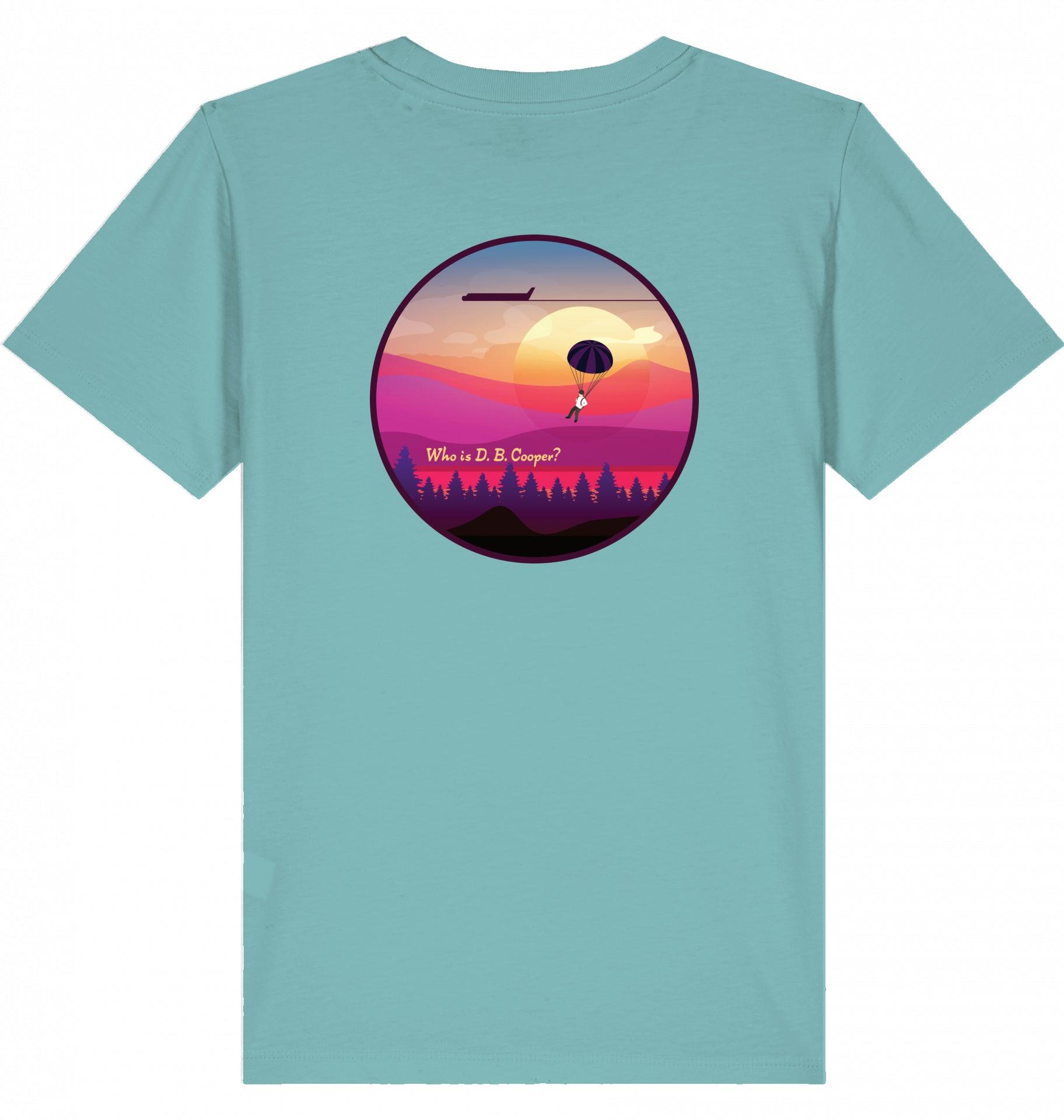 Aviation Kids Aviation T-Shirt "Who is D.B. Cooper?" 2.0 Teal Monstera für Piloten, Crews, Kinder & Planespotter made by SUPERSONIC aero 4U