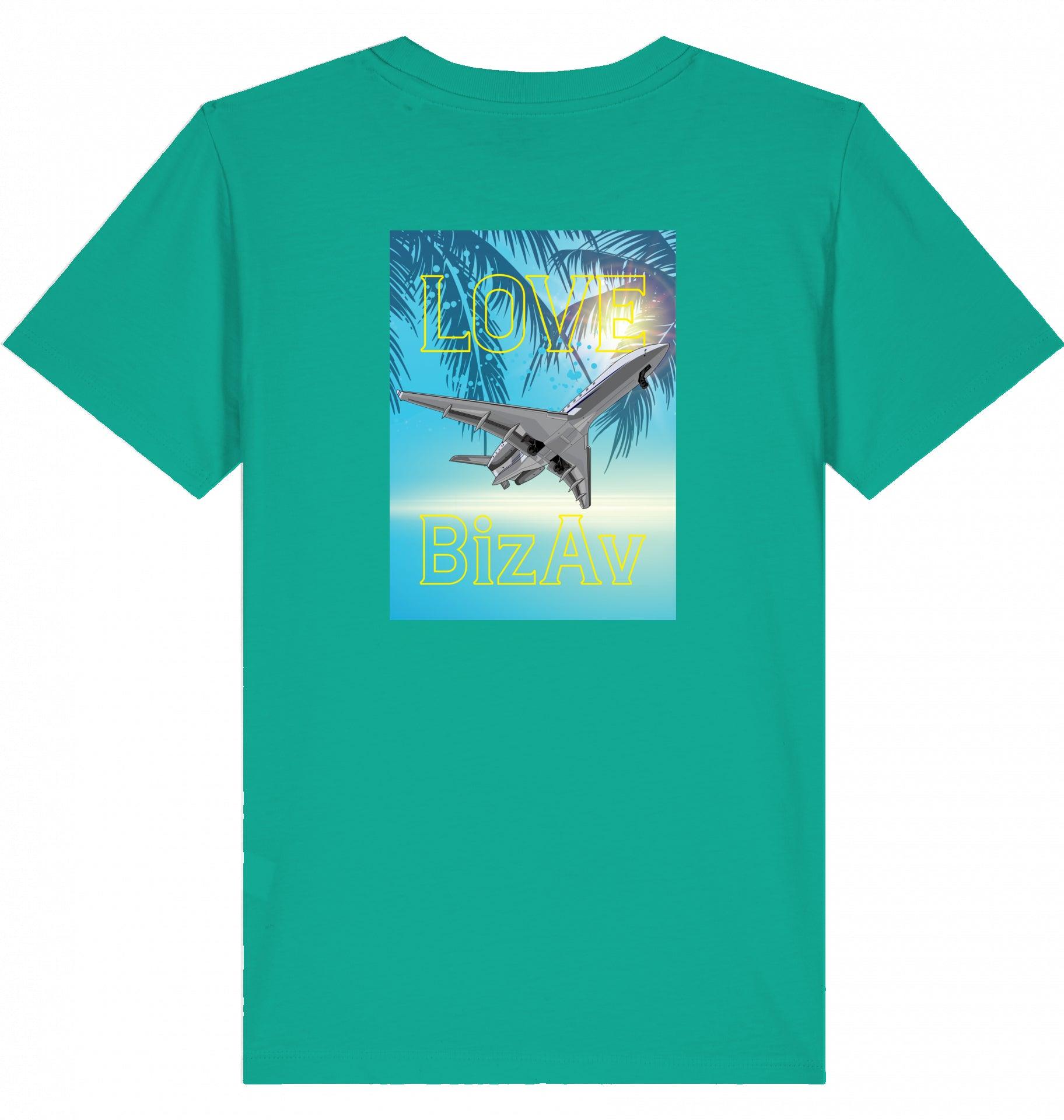 Aviation Kids Aviation T-Shirt "Love BizAv Business Aviation" 2.0 Go Green für Piloten, Crews, Kinder & Planespotter made by SUPERSONIC aero 4U