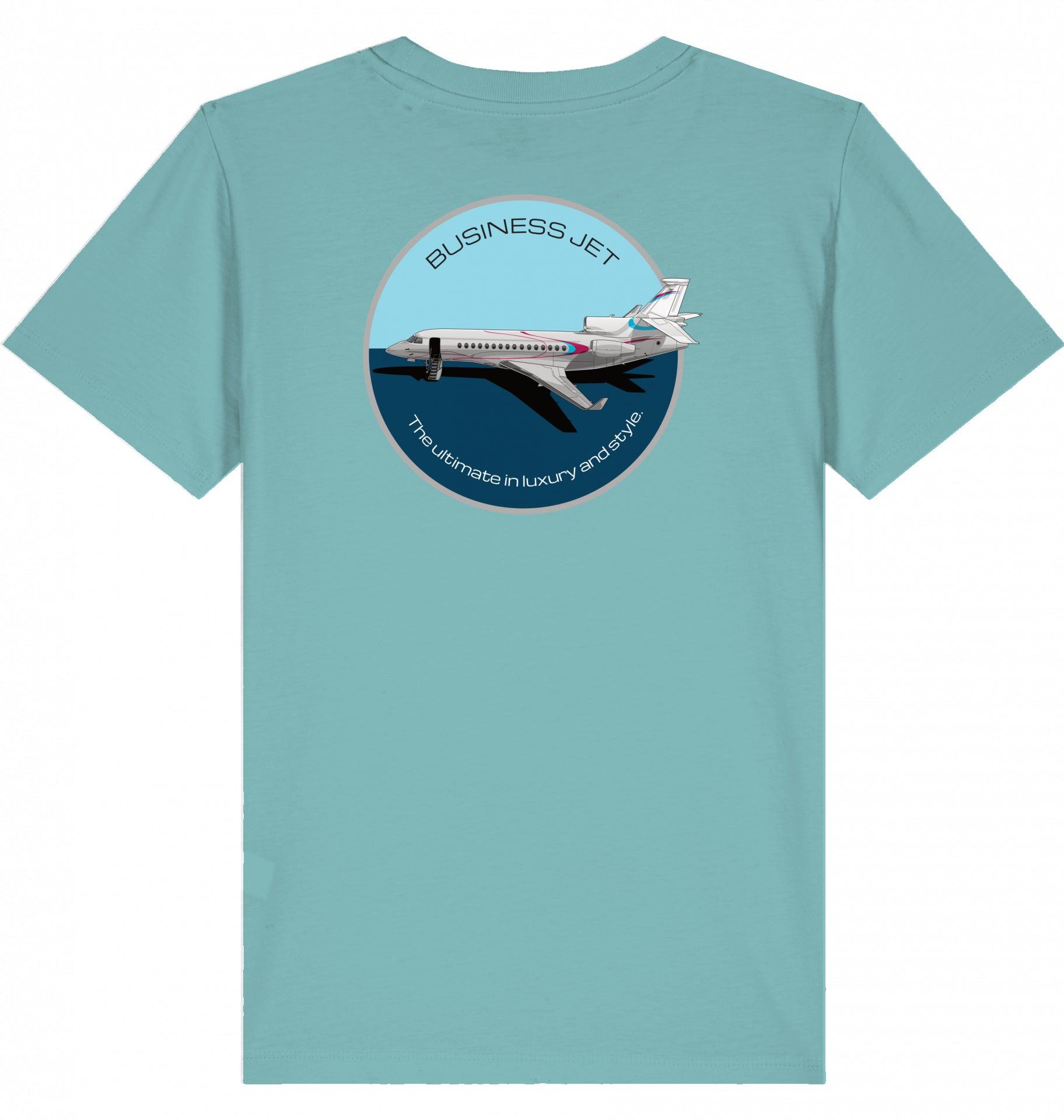 Aviation Kids Aviation T-Shirt "Dassault Falcon 7X Business Jet" 2.0 Teal Monstera für Piloten, Crews, Kinder & Planespotter made by SUPERSONIC aero 4U