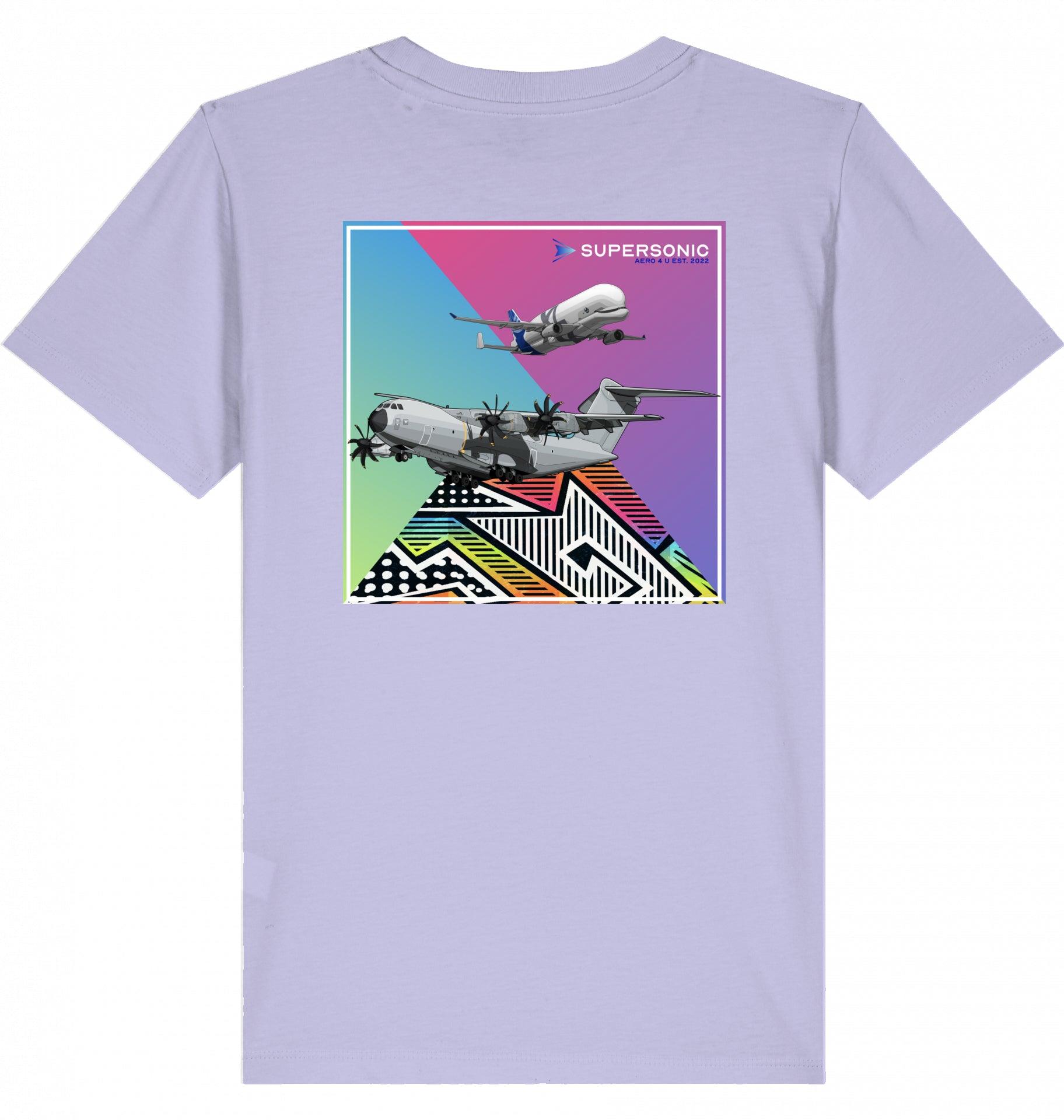 Aviation Kids Aviation T-Shirt Airbus A400M und Beluga Flugzeuge 2.0 Lavender für Piloten, Crews, Kinder & Planespotter made by SUPERSONIC aero 4U