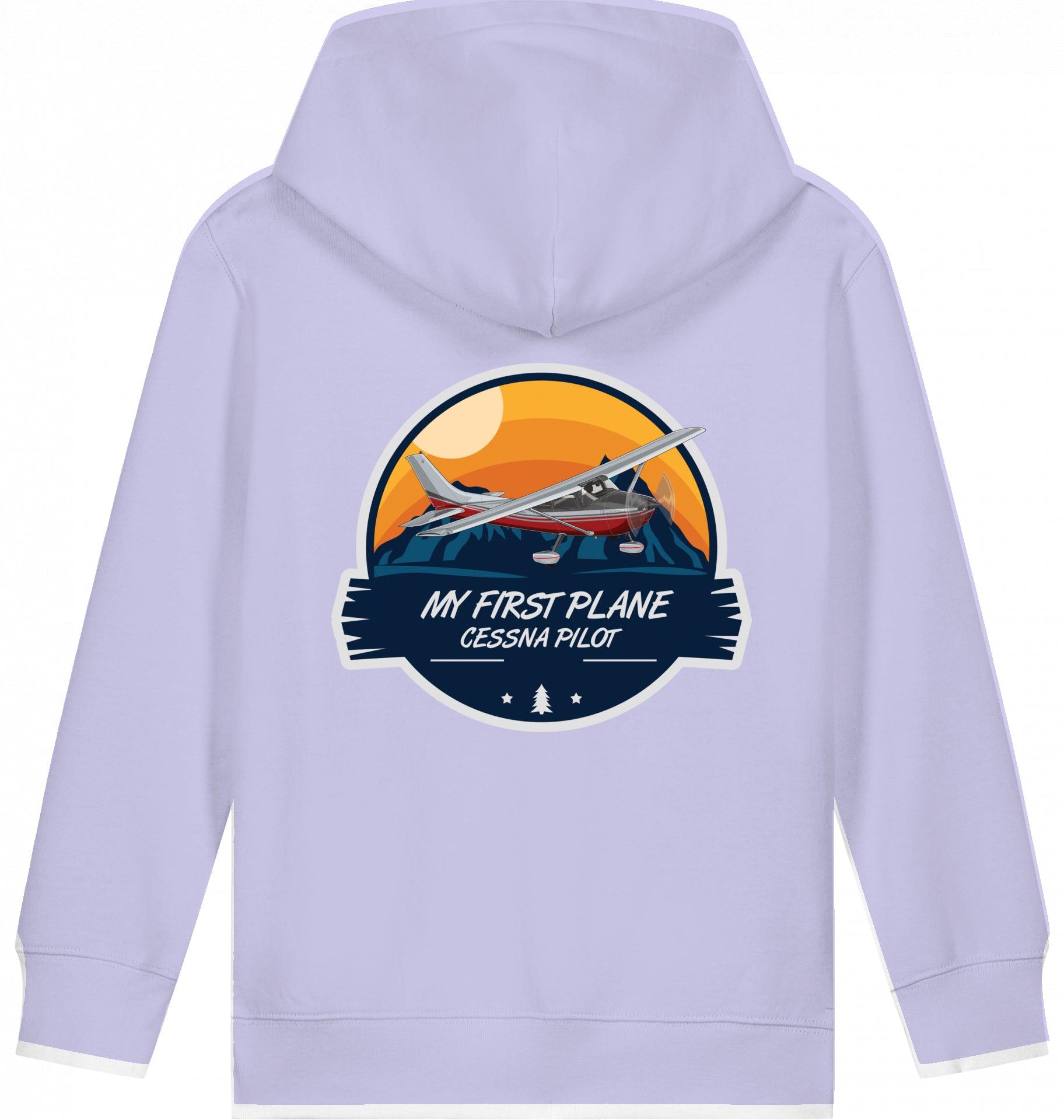 Aviation Kids Flugzeug Hoodie "My First Plane - Cessna 172" Lavender für Piloten, Crews, Kinder & Planespotter made by SUPERSONIC aero 4U