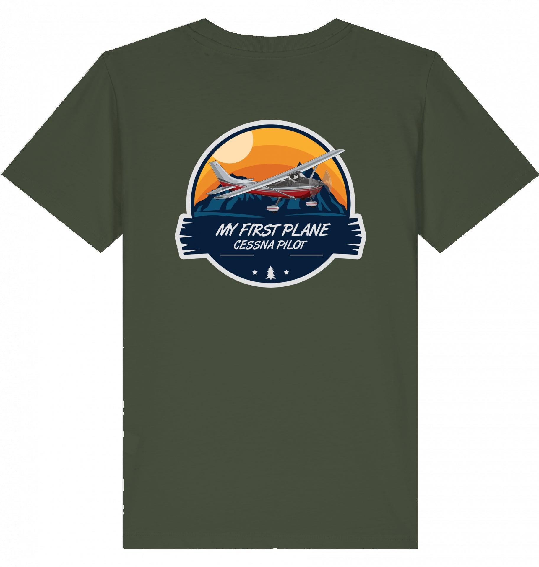 Aviation Kids Aviation T-Shirt "My first Plane Cessna C172" 2.0 Khaki für Piloten, Crews, Kinder & Planespotter made by SUPERSONIC aero 4U
