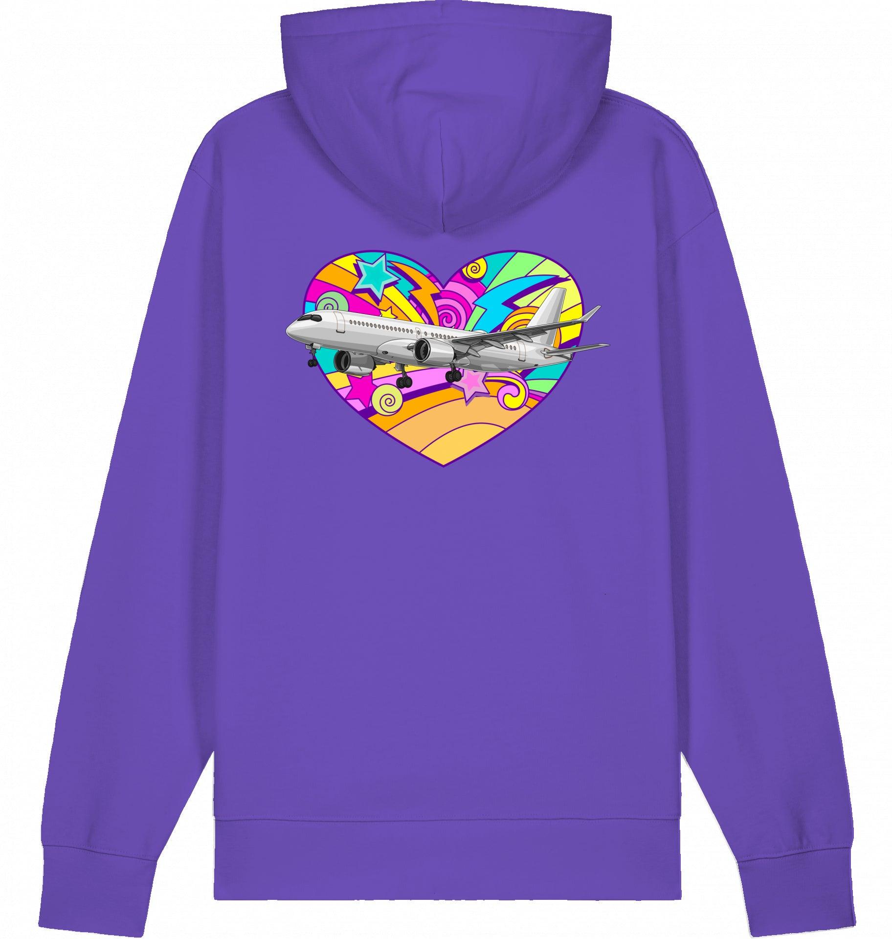 Aviation Flugzeug Hoodie Airbus A220 Heart - Airbus Lovers Purple Love für Piloten, Crews, Kinder & Planespotter made by SUPERSONIC aero 4U