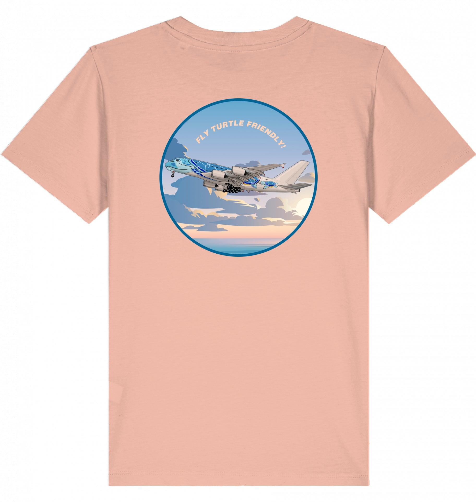 Aviation Kids Aviation T-Shirt Airbus A380 Flugzeug "Fly Turtle friendly" 2.0 Fraiche Peche für Piloten, Crews, Kinder & Planespotter made by SUPERSONIC aero 4U