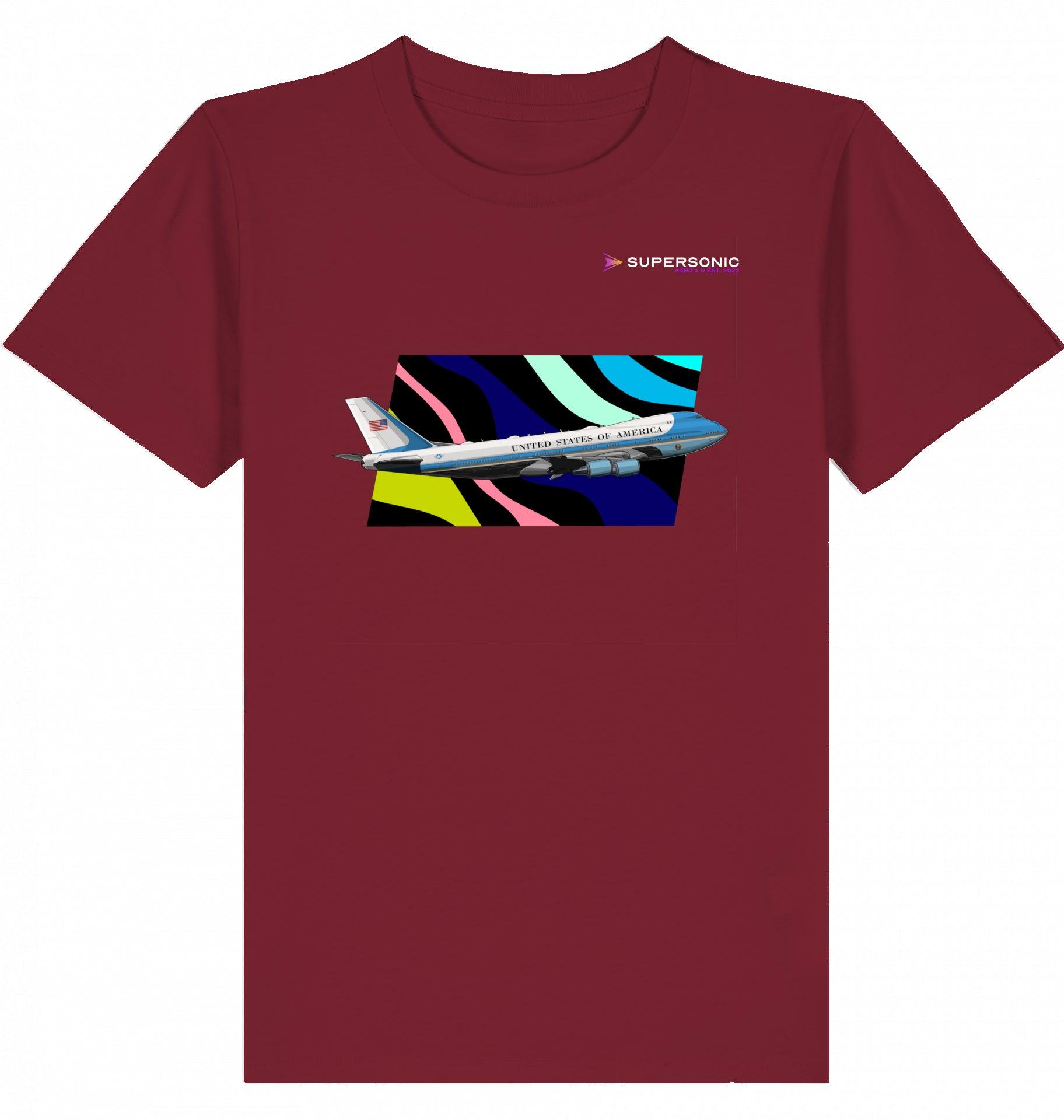 Aviation Kids Aviation T-Shirt Air Force One Boeing 747 Jumbo Jet Flugzeug 2.0 Burgundy für Piloten, Crews, Kinder & Planespotter made by SUPERSONIC aero 4U