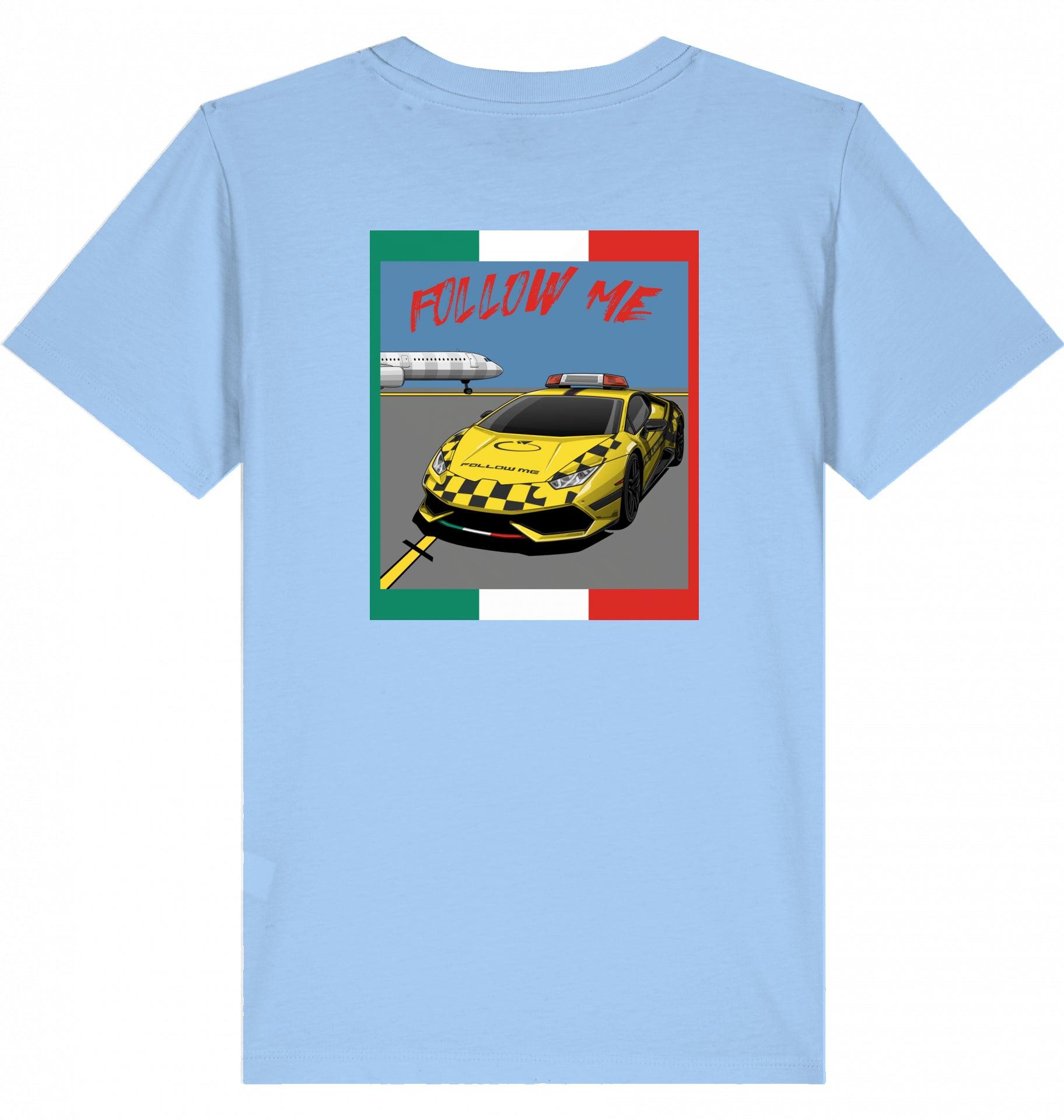 Aviation Kids Aviation T-Shirt "Follow Me Supercar" Flughafen 2.0 Blue Soul für Piloten, Crews, Kinder & Planespotter made by SUPERSONIC aero 4U