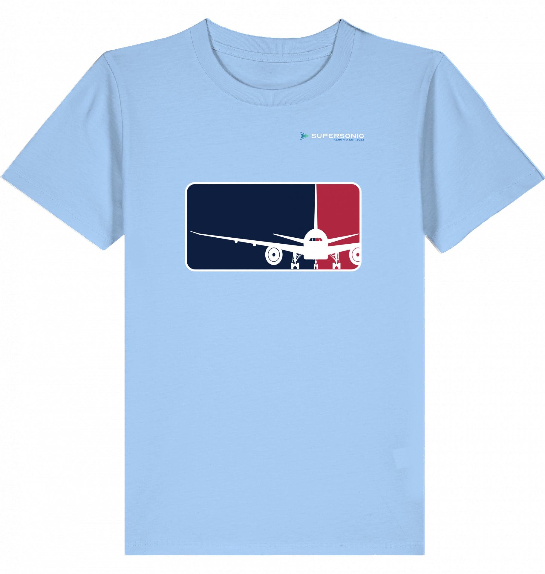 Aviation Kids Aviation T-Shirt “Major League Aviation“ Boeing 777 2.0 Blue Soul für Piloten, Crews, Kinder & Planespotter made by SUPERSONIC aero 4U