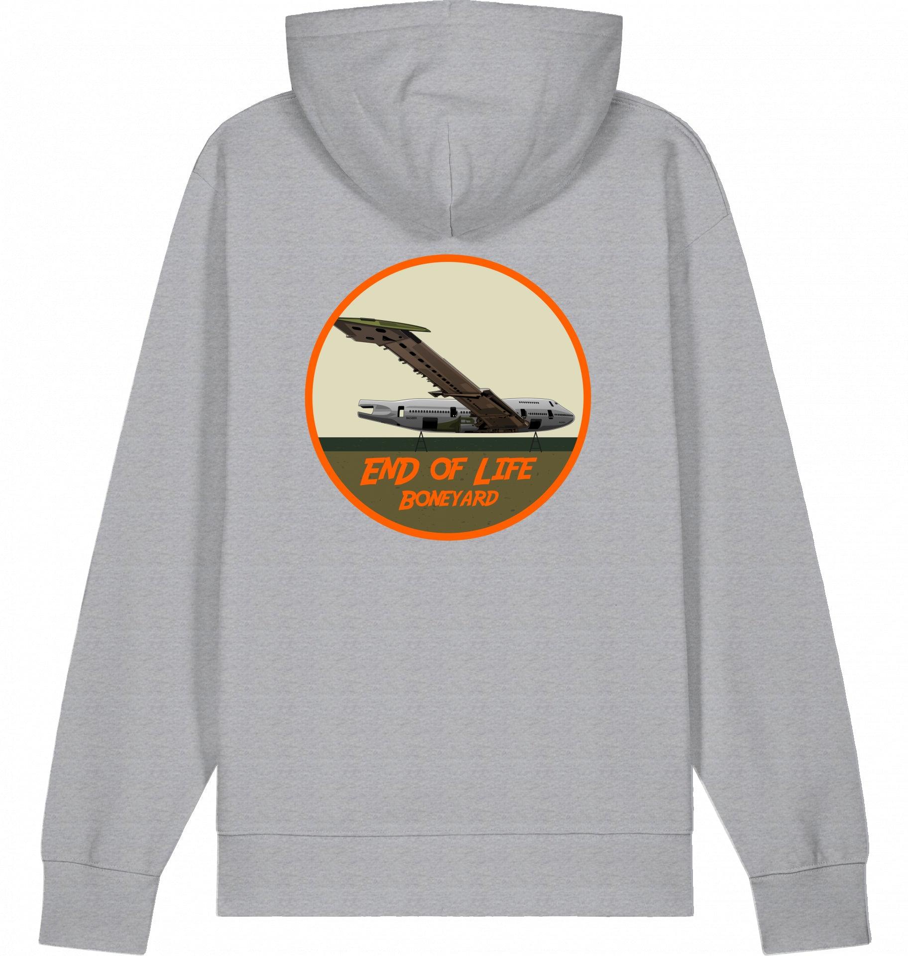 Aviation Flugzeug Hoodie Boeing 747 Jumbojet Boneyard Mid Heather Grey für Piloten, Crews, Kinder & Planespotter made by SUPERSONIC aero 4U