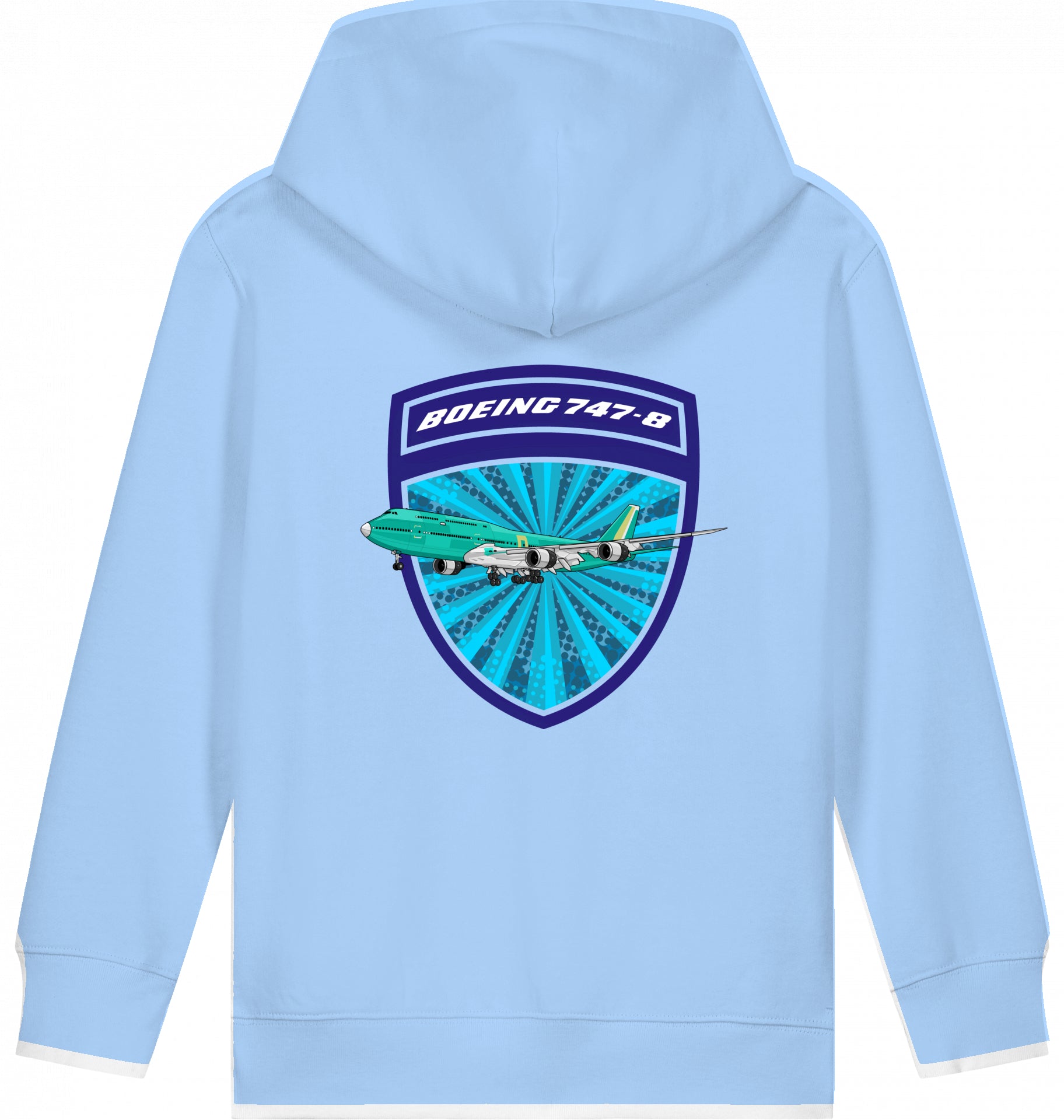 Aviation Kids Hoodie Boeing 747-8 Jumbojet Blue Soul für Piloten, Crews, Kinder & Planespotter made by SUPERSONIC aero 4U