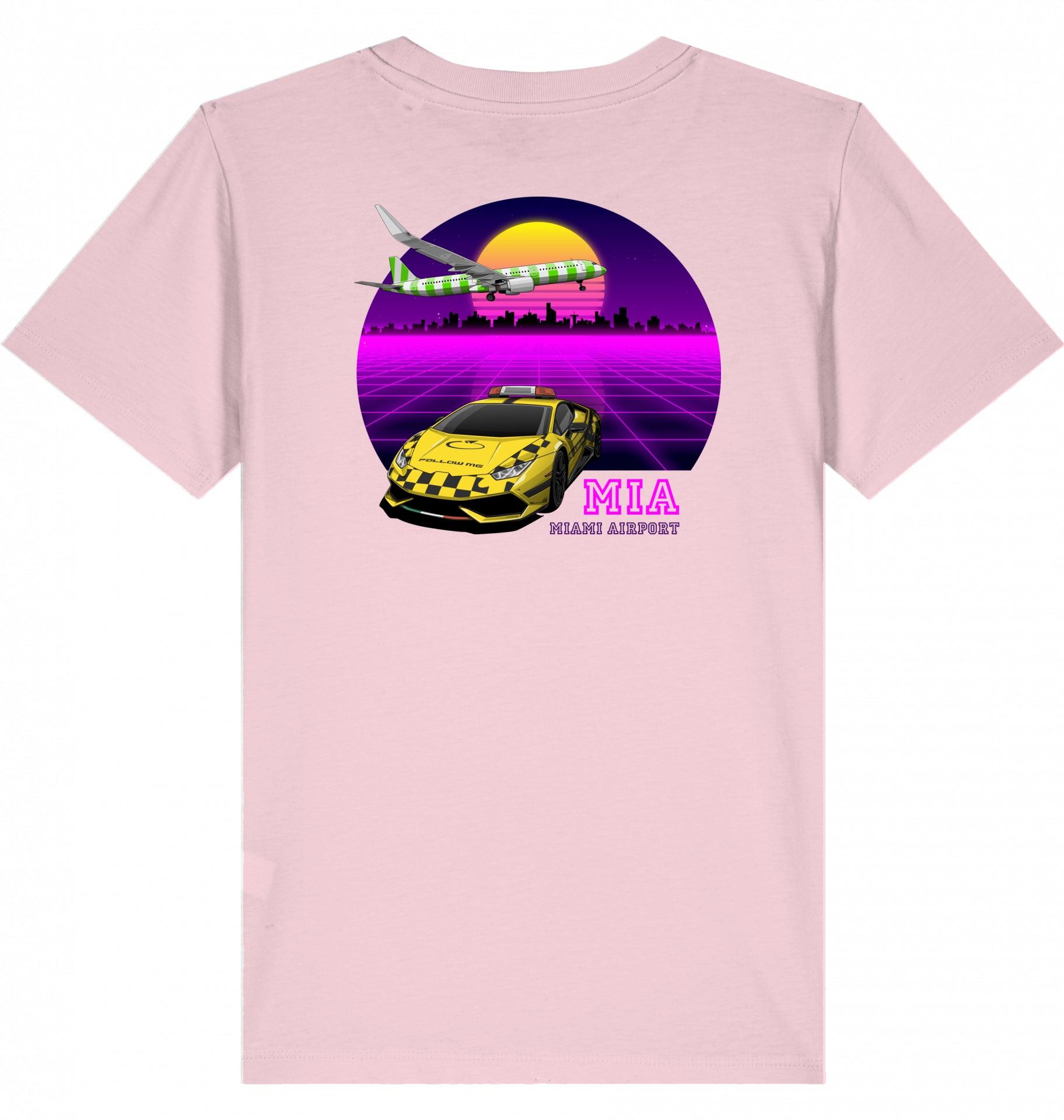 Aviation Kids Aviation T-Shirt MIA Miami Airport 80ties 2.0 Cotton Pink für Piloten, Crews, Kinder & Planespotter made by SUPERSONIC aero 4U