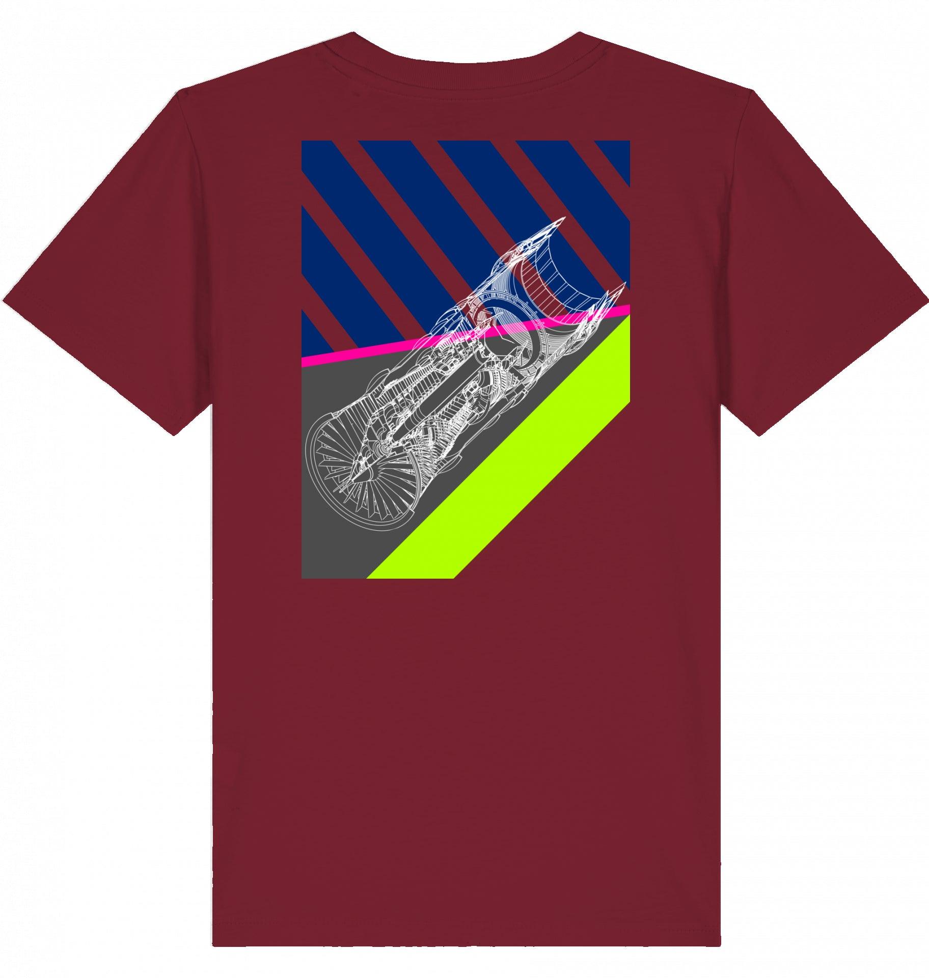 Aviation Kids Aviation T-Shirt "Aircraft Engine" 2.0 Burgundy für Piloten, Crews, Kinder & Planespotter made by SUPERSONIC aero 4U