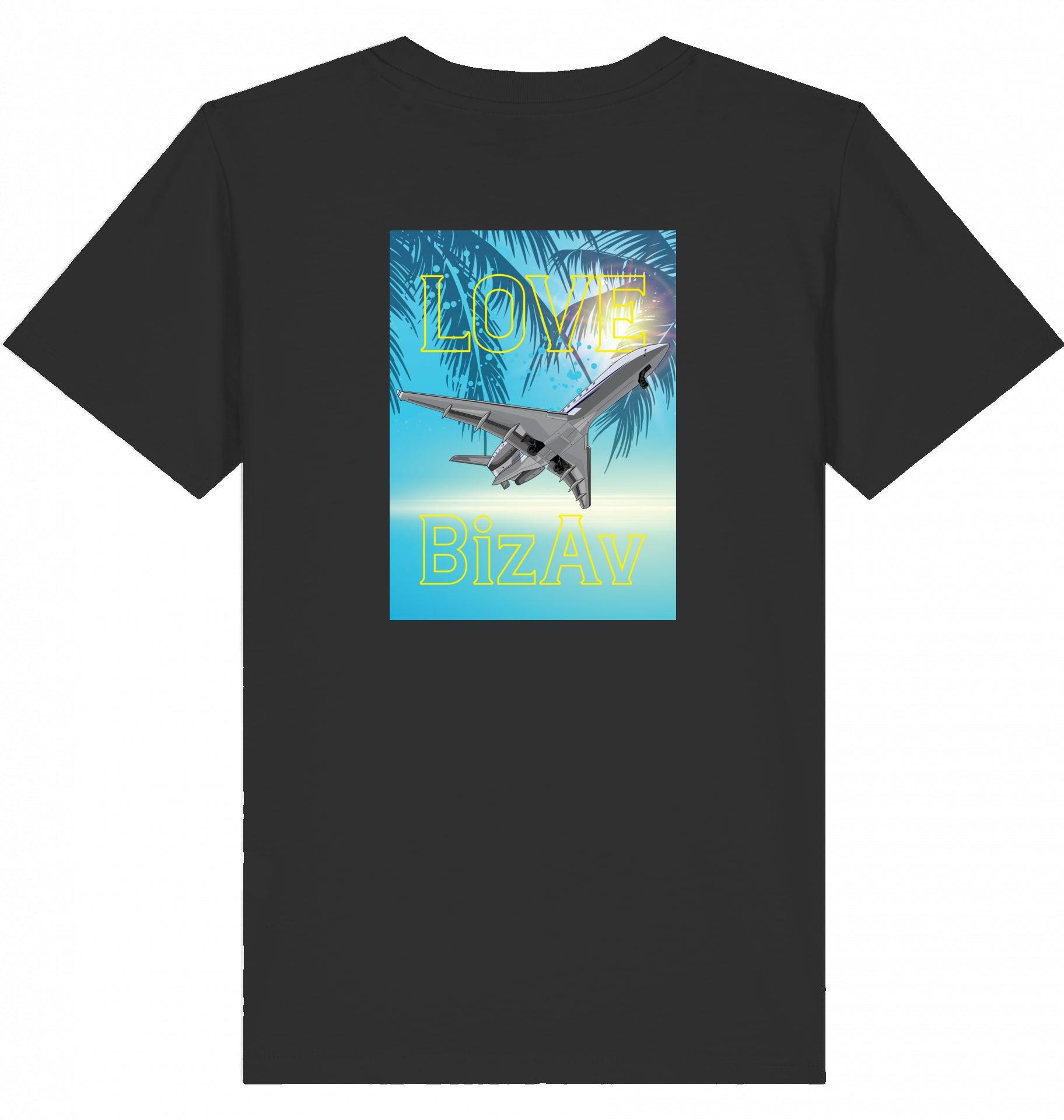 Aviation Kids Aviation T-Shirt "Love BizAv Business Aviation" 2.0 Black für Piloten, Crews, Kinder & Planespotter made by SUPERSONIC aero 4U