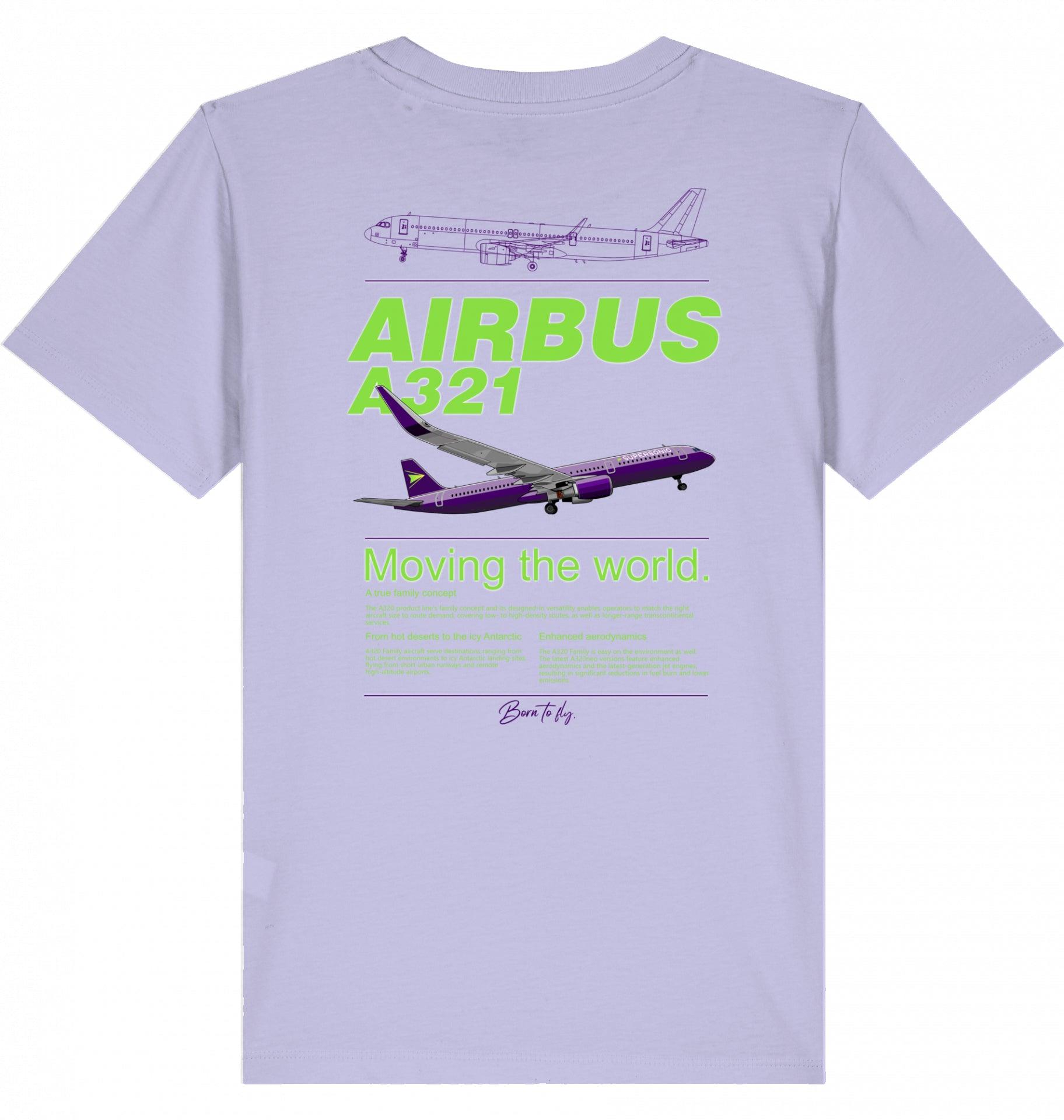 Aviation Kids Aviation T-Shirt "Airbus A321 Neo Flugzeug" 2.0 Lavender für Piloten, Crews, Kinder & Planespotter made by SUPERSONIC aero 4U