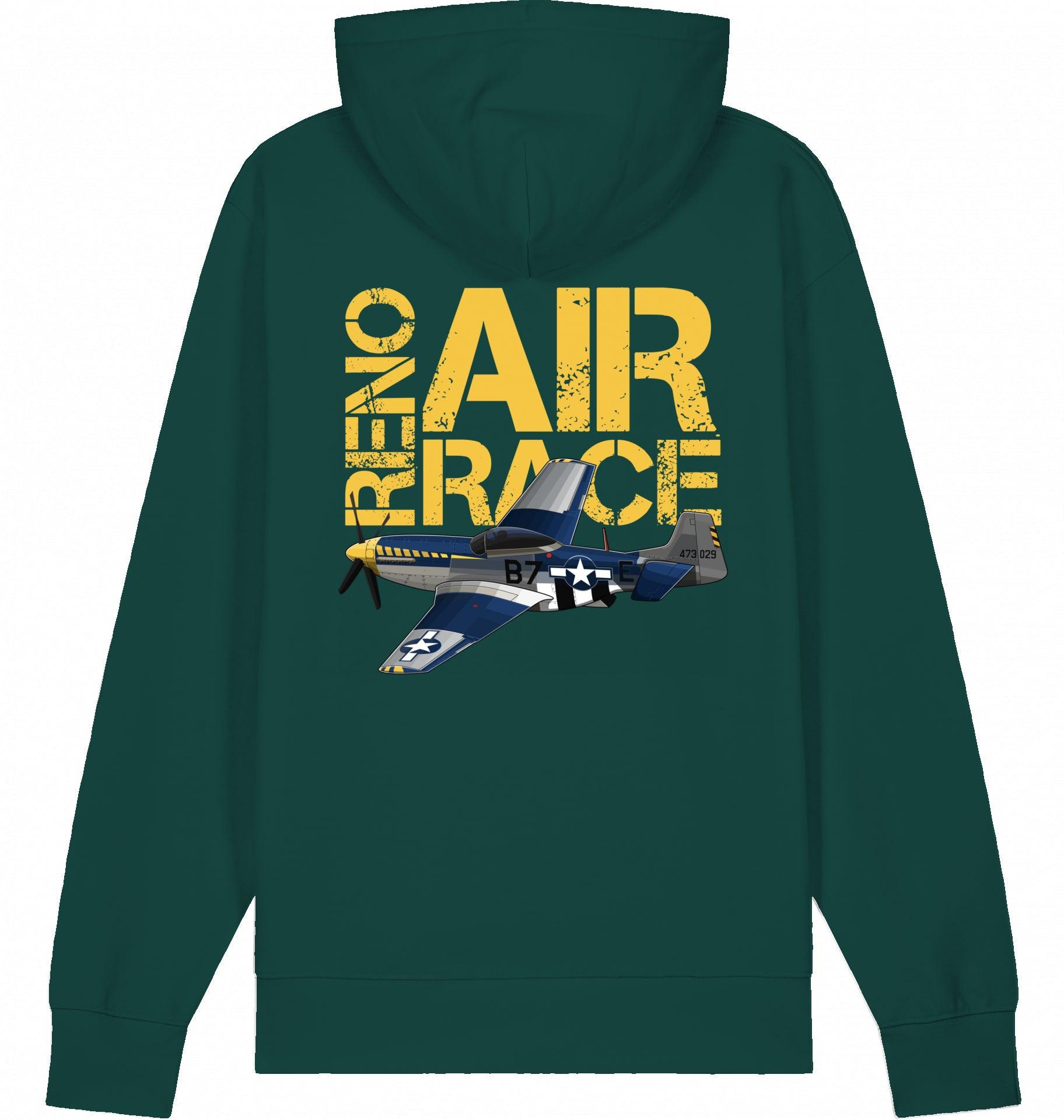 Aviation Flugzeug Hoodie P-51 Mustang "Reno Air Race" Glazed Green für Piloten, Crews, Kinder & Planespotter made by SUPERSONIC aero 4U