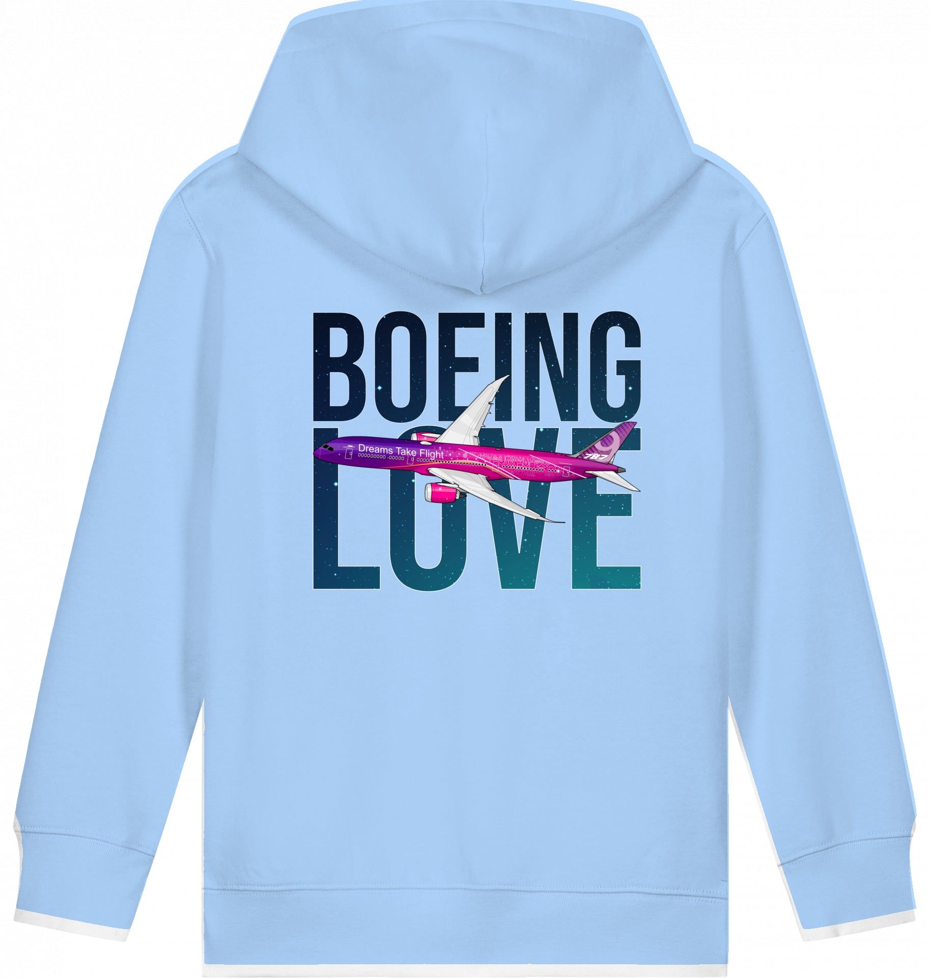 Aviation Kids Hoodie Boeing Love 787 Dreamliner Blue Soul für Piloten, Crews, Kinder & Planespotter made by SUPERSONIC aero 4U