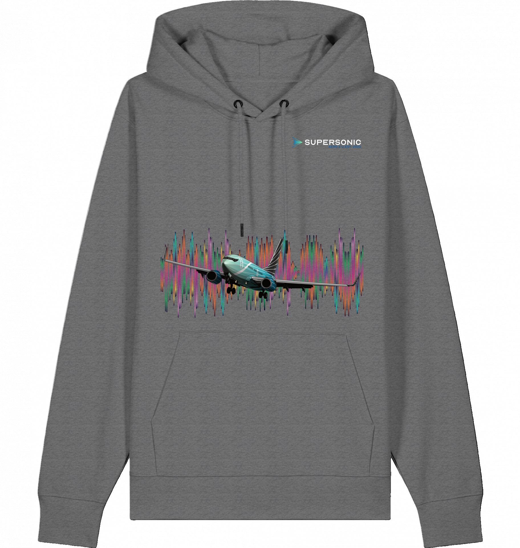 Aviation Flugzeug Hoodie Boeing 737 BBJ Businessjet Dark Heather Grey für Piloten, Crews, Kinder & Planespotter made by SUPERSONIC aero 4U