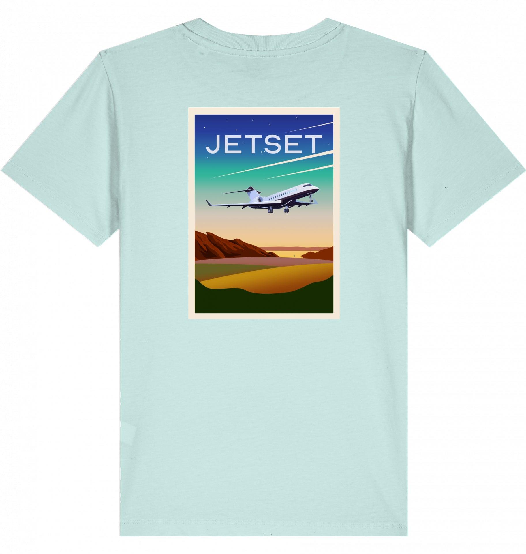 Aviation Kids Aviation T-Shirt "Jetset - Bombardier Global Express" 2.0 Caribbean Blue für Piloten, Crews, Kinder & Planespotter made by SUPERSONIC aero 4U