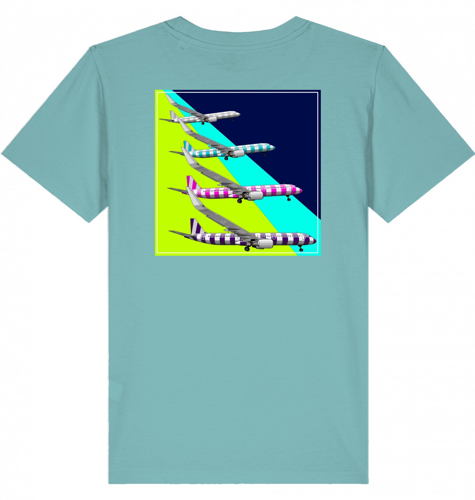 Aviation Kids Aviation T-Shirt Airbus A321 Aircraft Landing 2.0 Teal Monstera für Piloten, Crews, Kinder & Planespotter made by SUPERSONIC aero 4U
