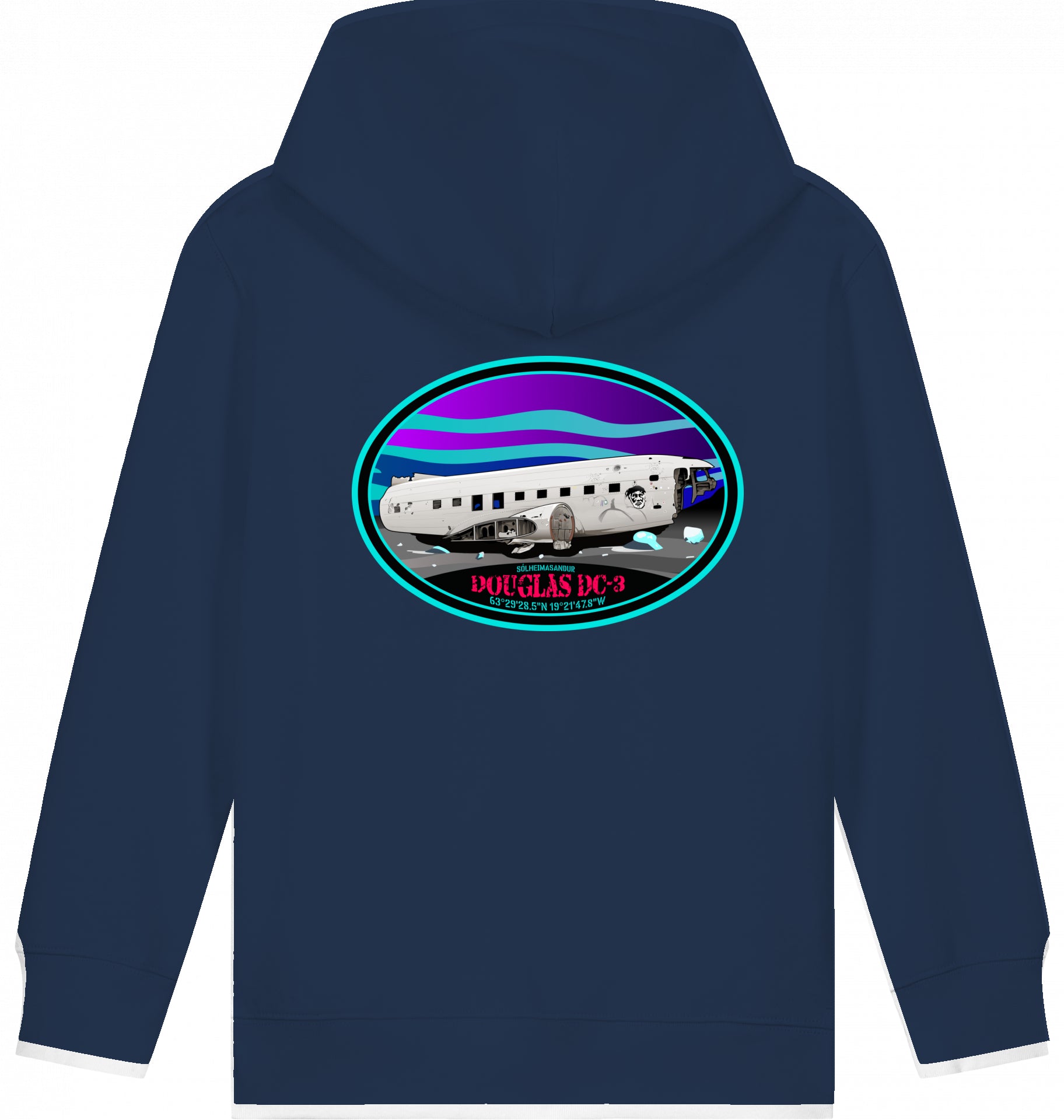 Aviation Kids Flugzeug Hoodie - DC-3 Aircraft Wreck - Sólheimansandur - Iceland für Piloten, Crews, Kinder & Planespotter made by SUPERSONIC aero 4U