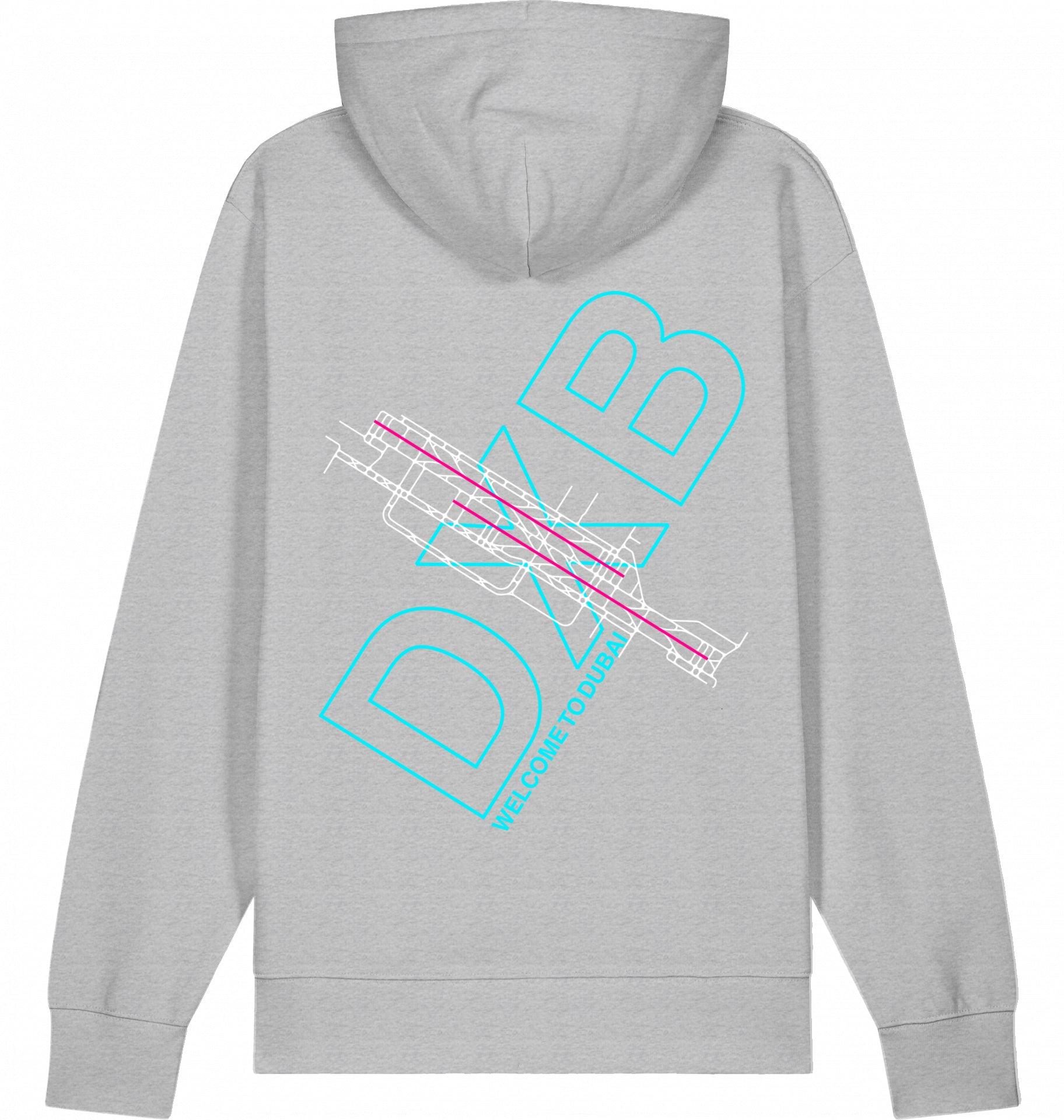 Aviation Dubai DXB Airport Hoodie 2.0 Heather Grey für Piloten, Crews, Kinder & Planespotter made by SUPERSONIC aero 4U