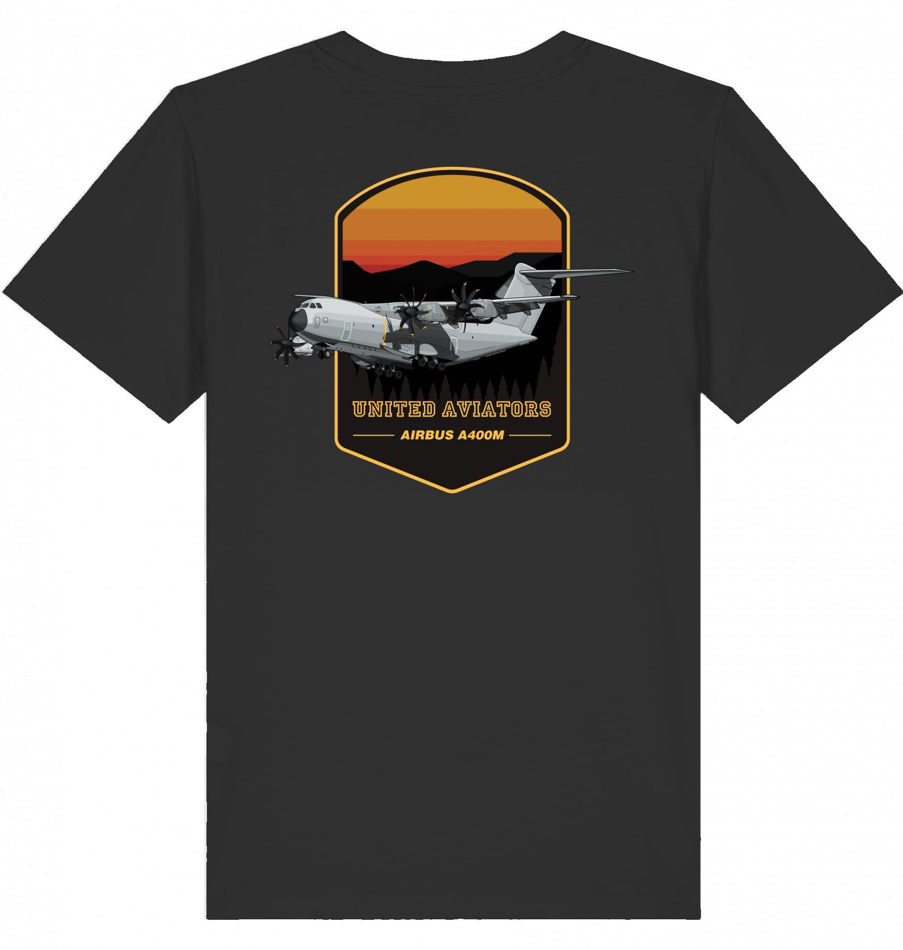 Aviation Kids Aviation T-Shirt United Aviators Airbus A400M Flugzeug2.0 Black für Piloten, Crews, Kinder & Planespotter made by SUPERSONIC aero 4U