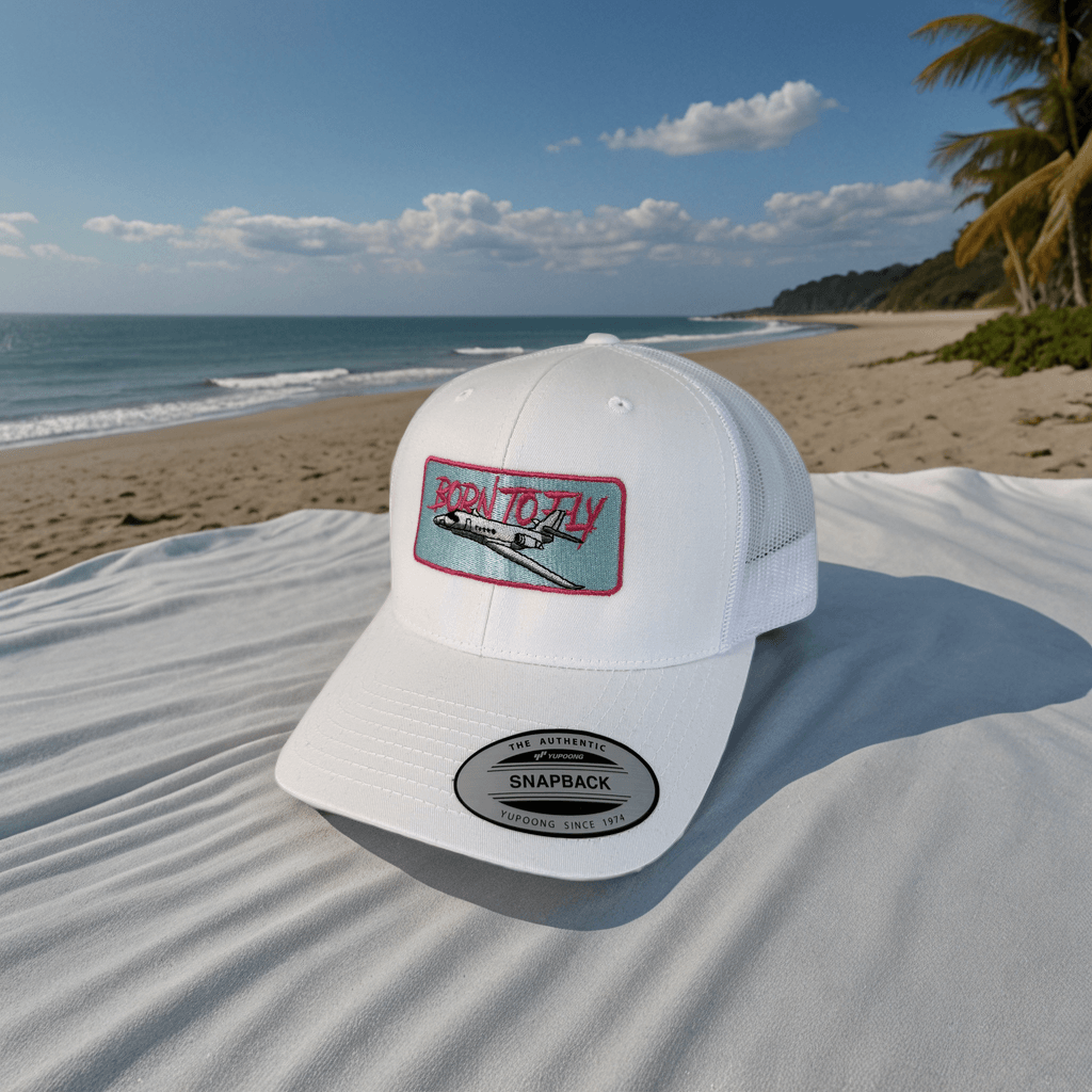Aviation Born to Fly Trucker Cap - Premium Aviation Kappe für Piloten & Luftfahrt-Enthusiasten für Piloten, Crews, Kinder & Planespotter made by SUPERSONIC aero 4U