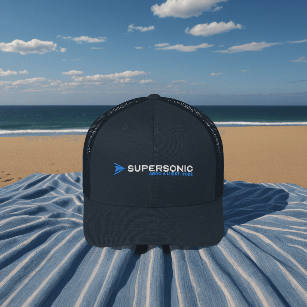 Aviation Trucker Cap "Supersonic" light blue Round Cap Visor für Piloten, Crews, Kinder & Planespotter made by SUPERSONIC aero 4U