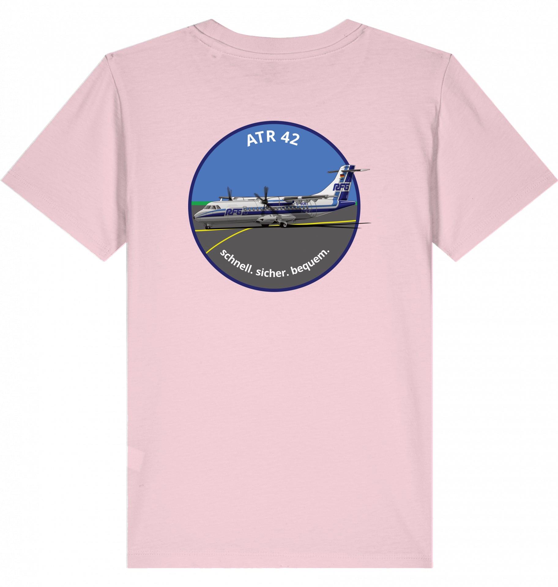 Aviation Kids Aviation T-Shirt "ATR42 Flugzeug RFG EDLW" 2.0 Cotton Pink für Piloten, Crews, Kinder & Planespotter made by SUPERSONIC aero 4U