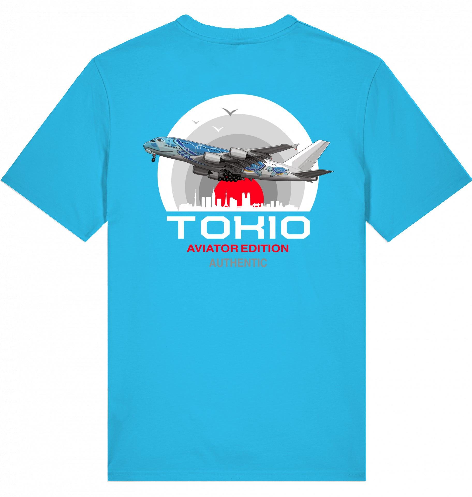 Aviation Flugzeug T-Shirt "Aviator Tokio Summer" Aqua Blue für Piloten, Crews, Kinder & Planespotter made by SUPERSONIC aero 4U