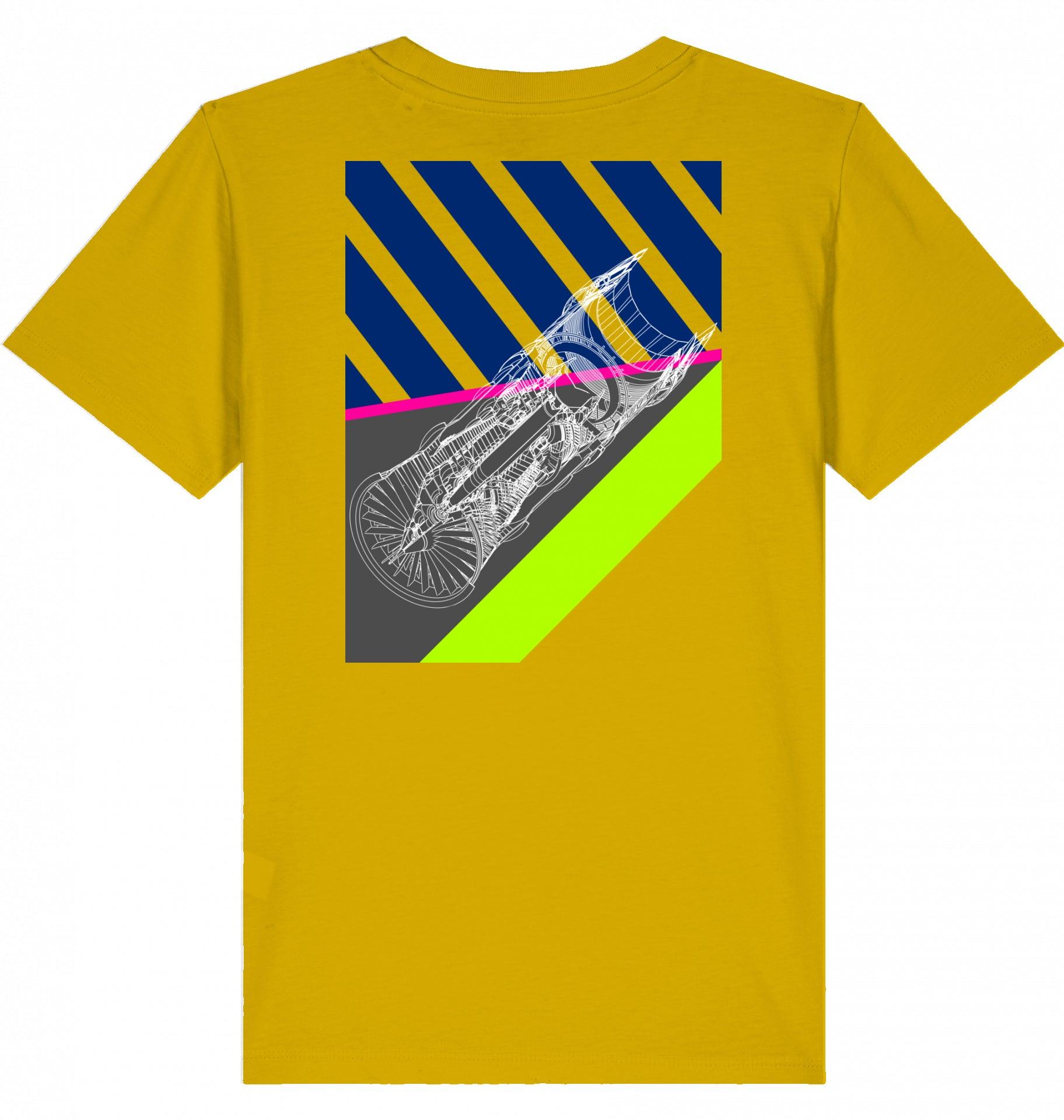 Aviation Kids Aviation T-Shirt "Aircraft Engine" 2.0 Ochre für Piloten, Crews, Kinder & Planespotter made by SUPERSONIC aero 4U
