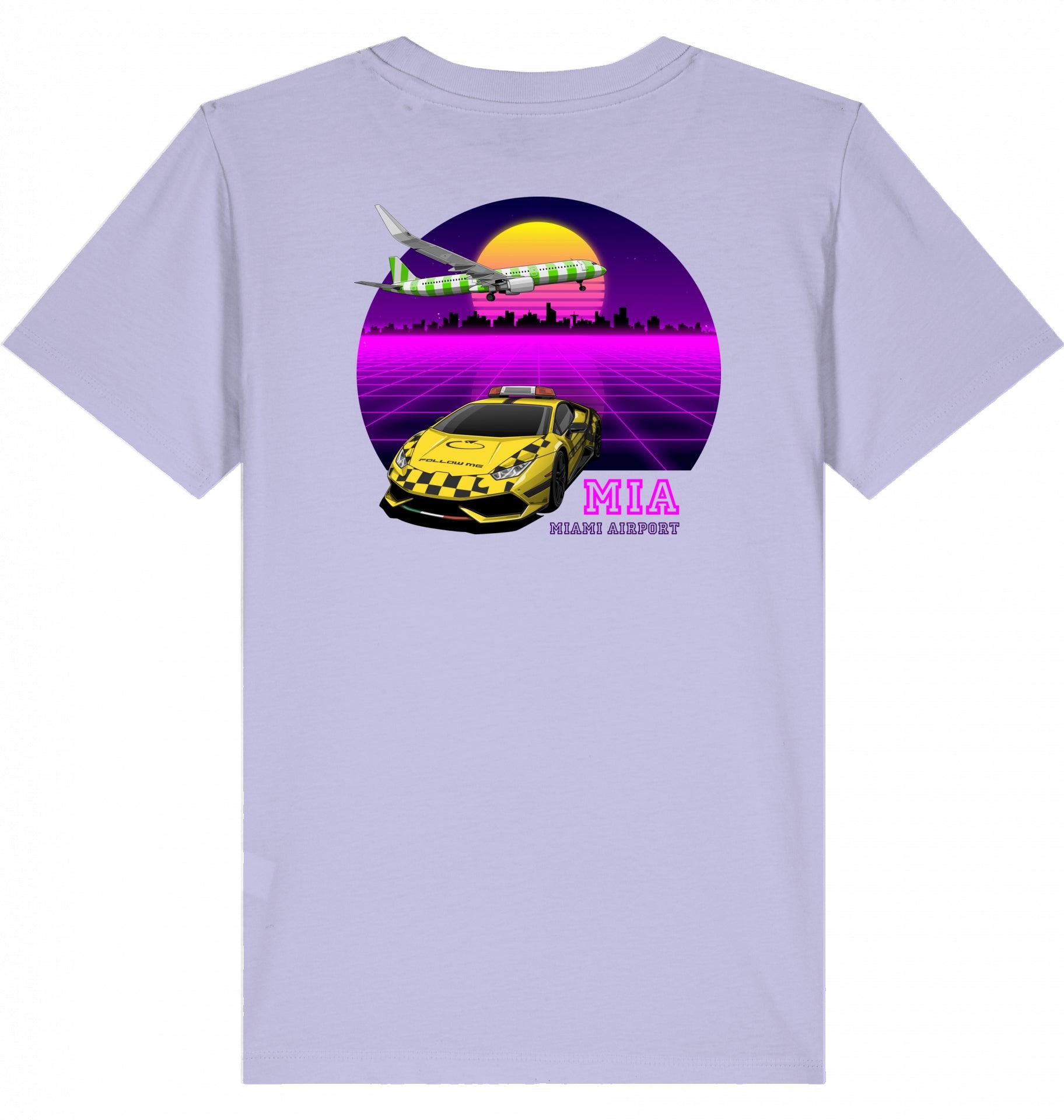 Aviation Kids Aviation T-Shirt MIA Miami Airport 80ties 2.0 Lavender für Piloten, Crews, Kinder & Planespotter made by SUPERSONIC aero 4U