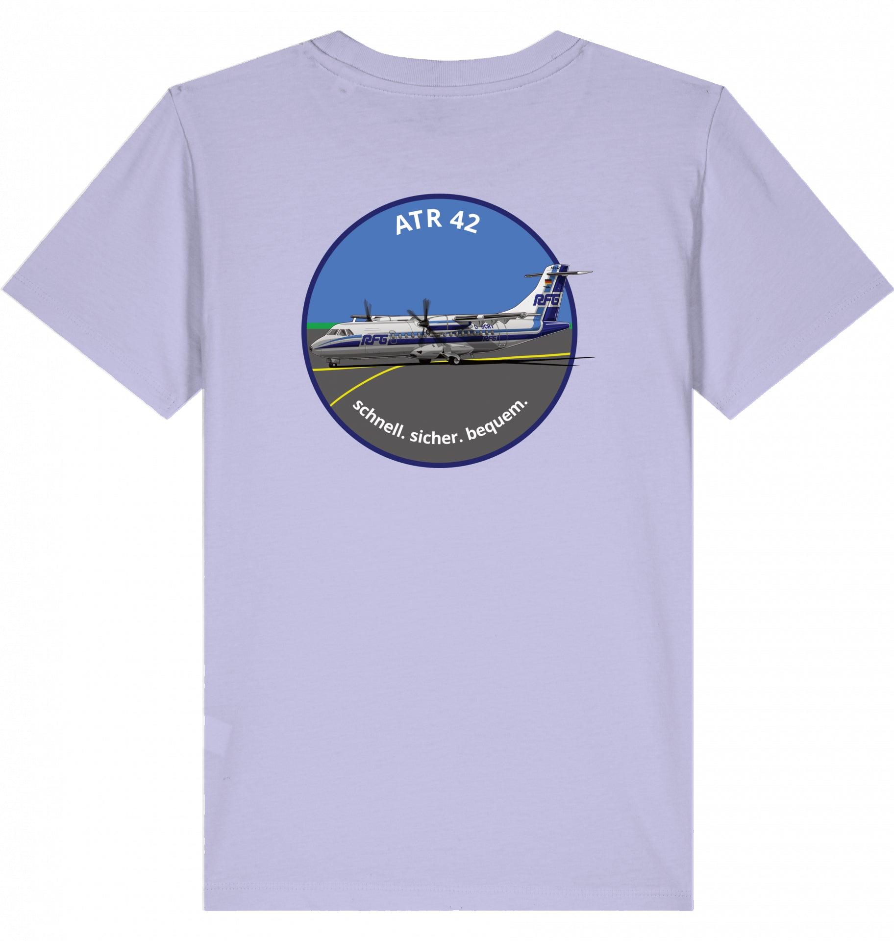 Aviation Kids Aviation T-Shirt "ATR42 Flugzeug RFG EDLW" 2.0 Lavender für Piloten, Crews, Kinder & Planespotter made by SUPERSONIC aero 4U